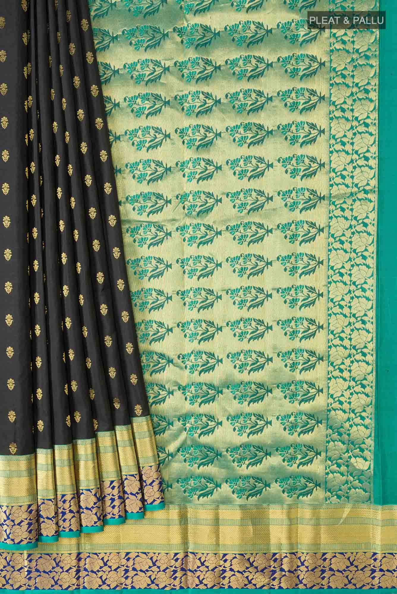 Black Dual Tone Kanchipuram Silk Saree