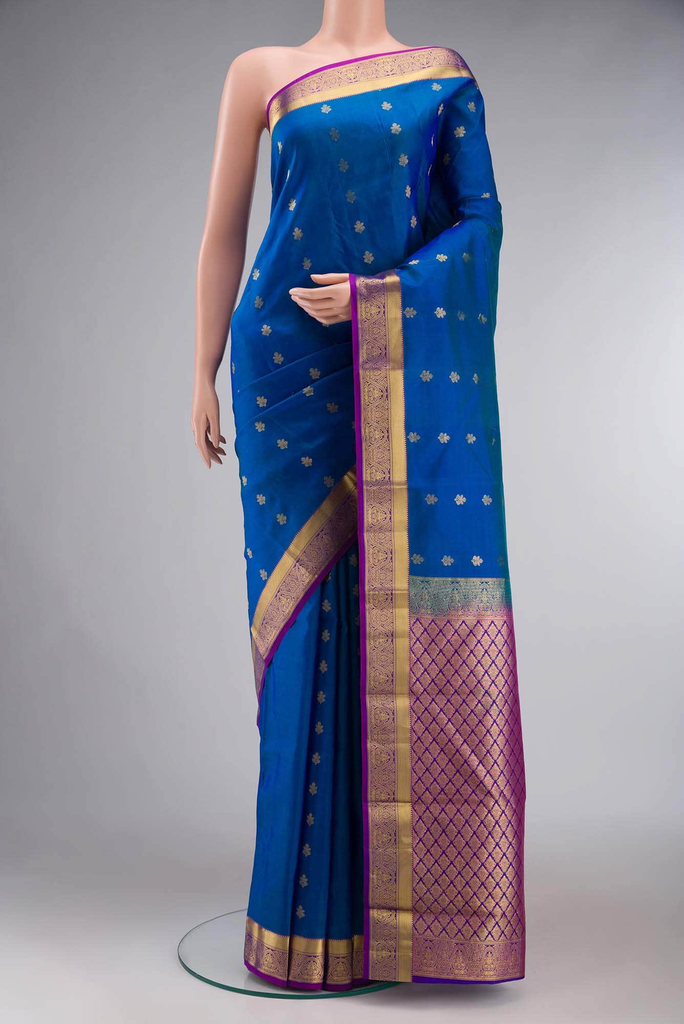 Blue Dual Tone Kanchipuram Silk Saree