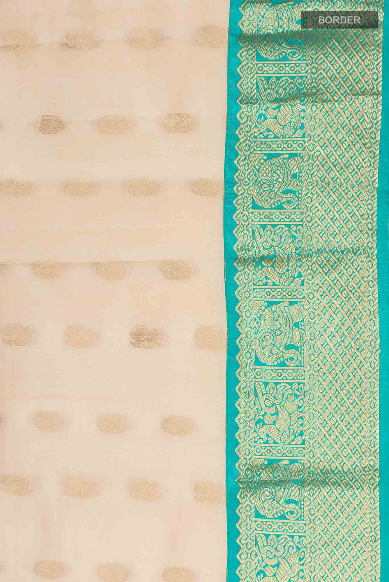 Cream Kanchipuram Silk Saree