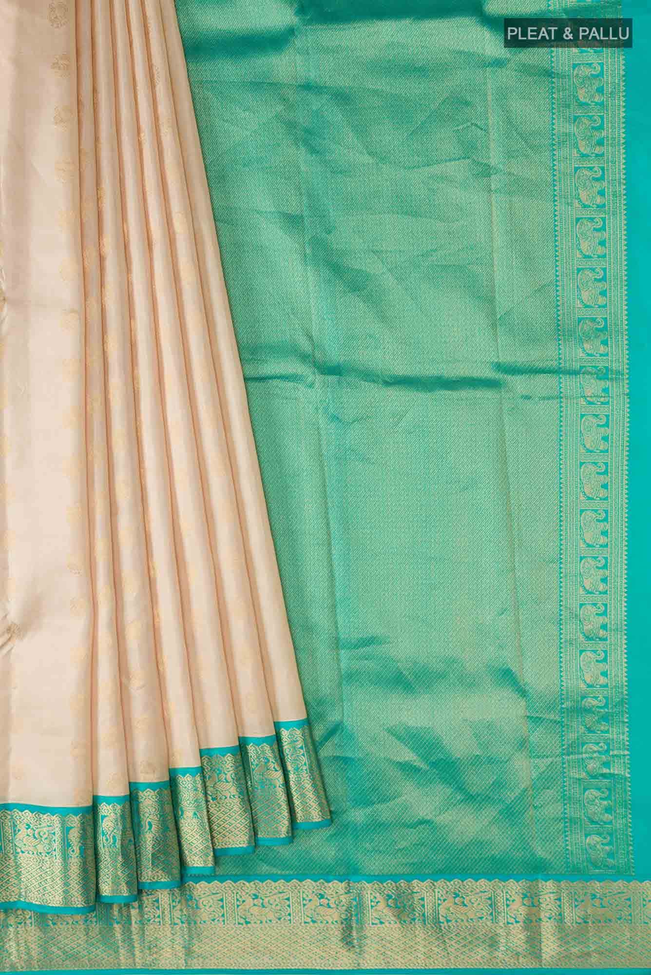 Cream Kanchipuram Silk Saree