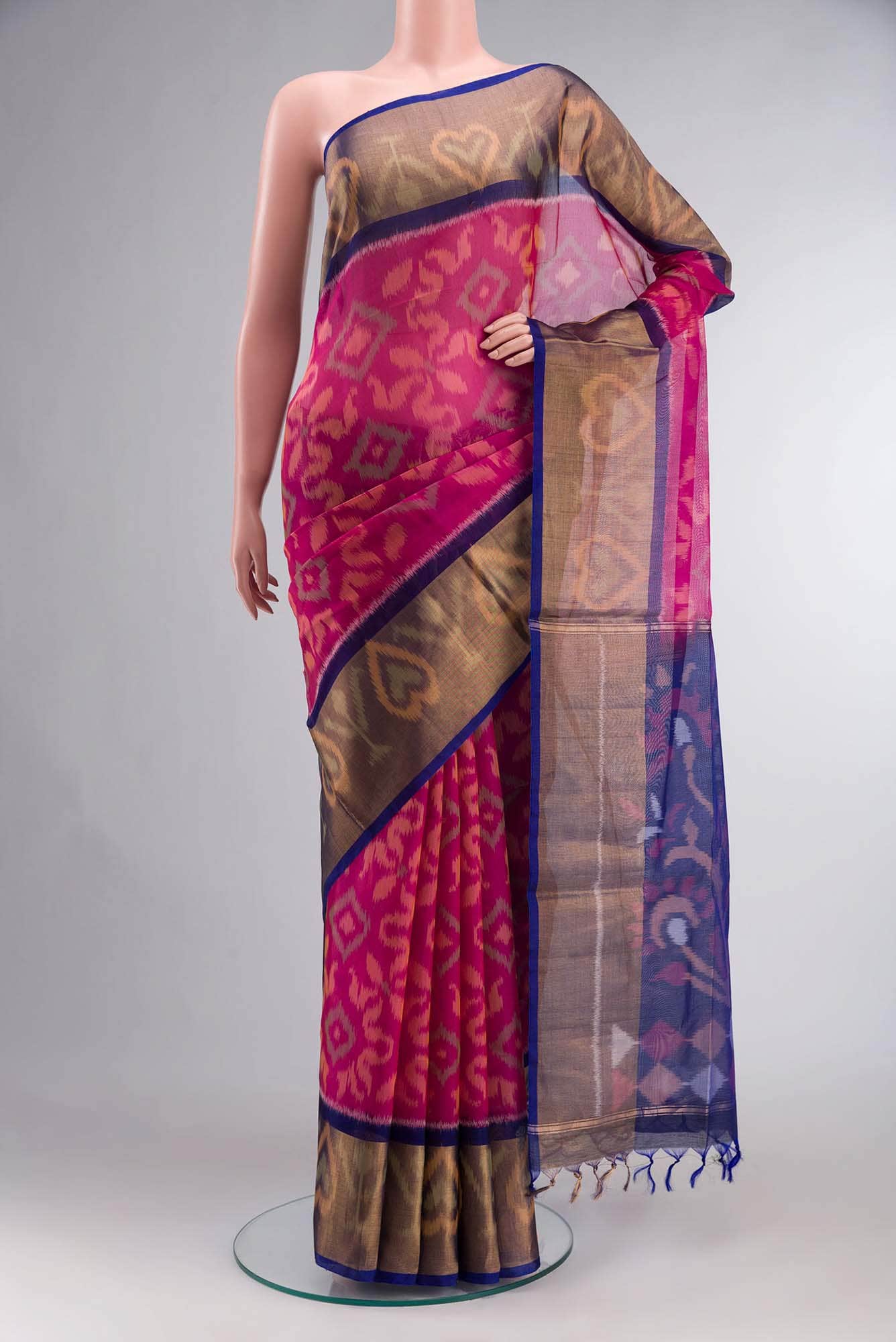 Pink Dual Tone Silk Cotton Saree
