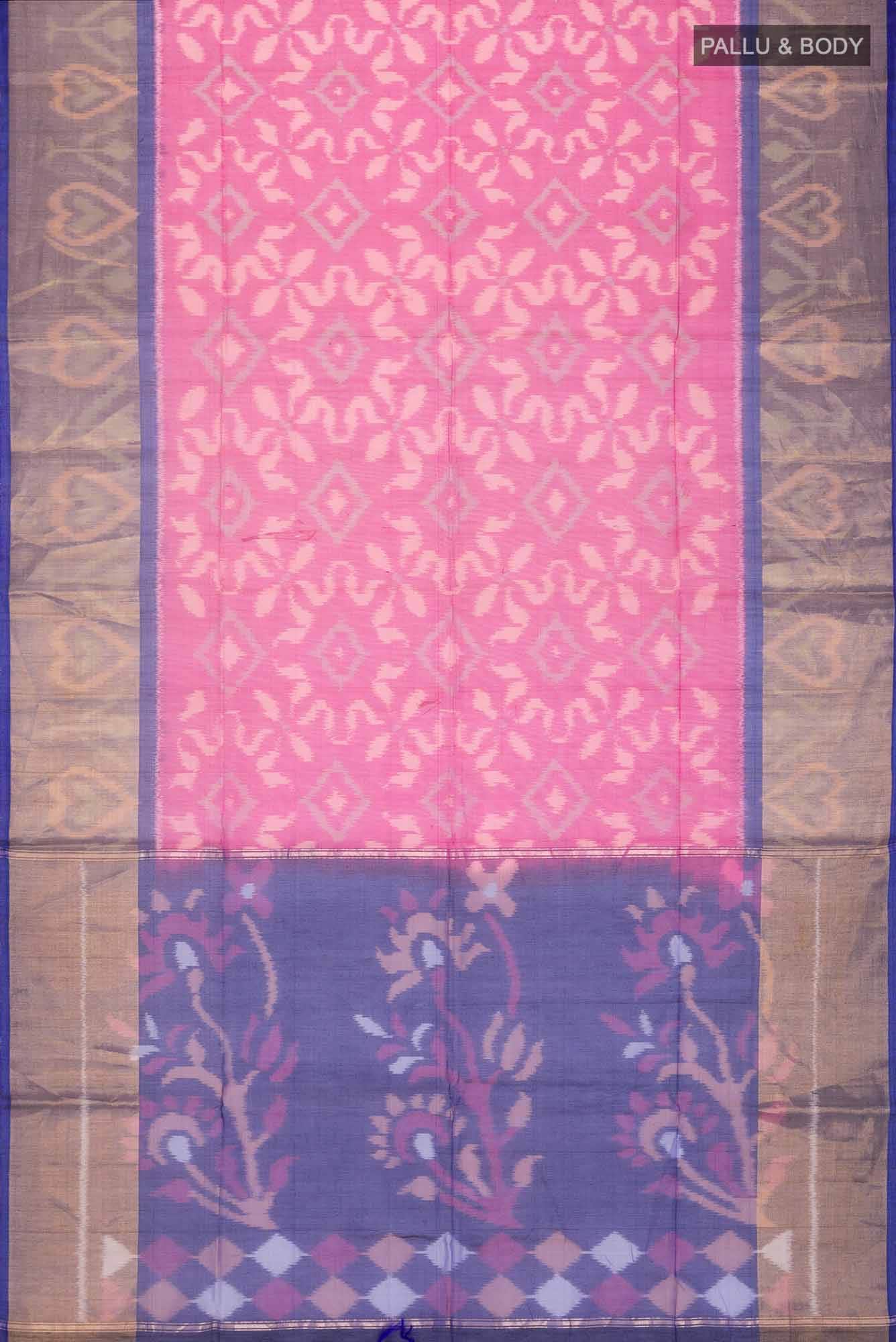 Pink Dual Tone Silk Cotton Saree