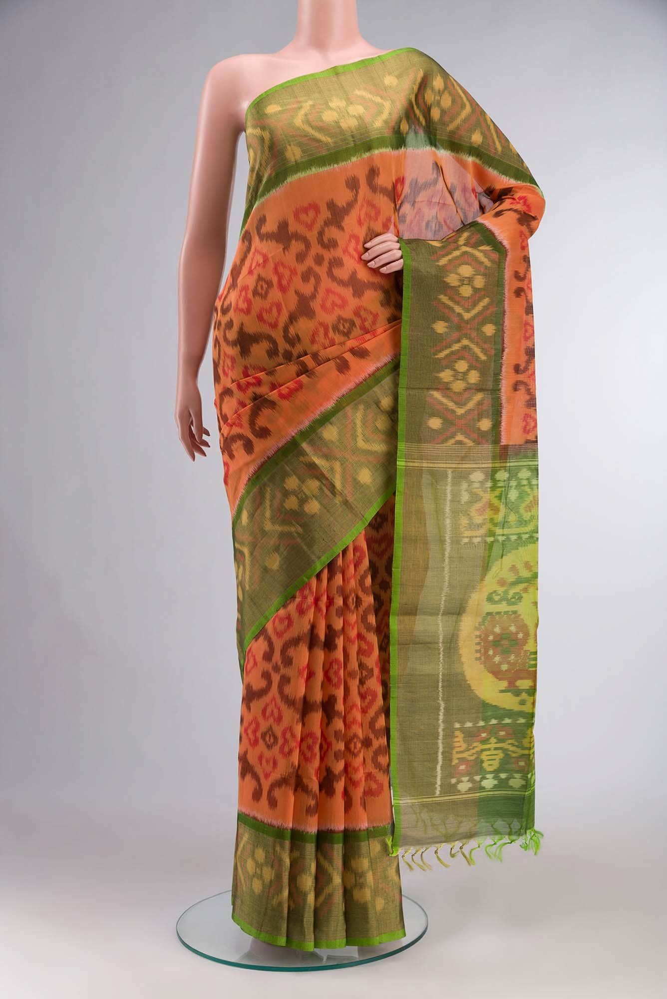 Orange Dual Tone Silk Cotton Saree