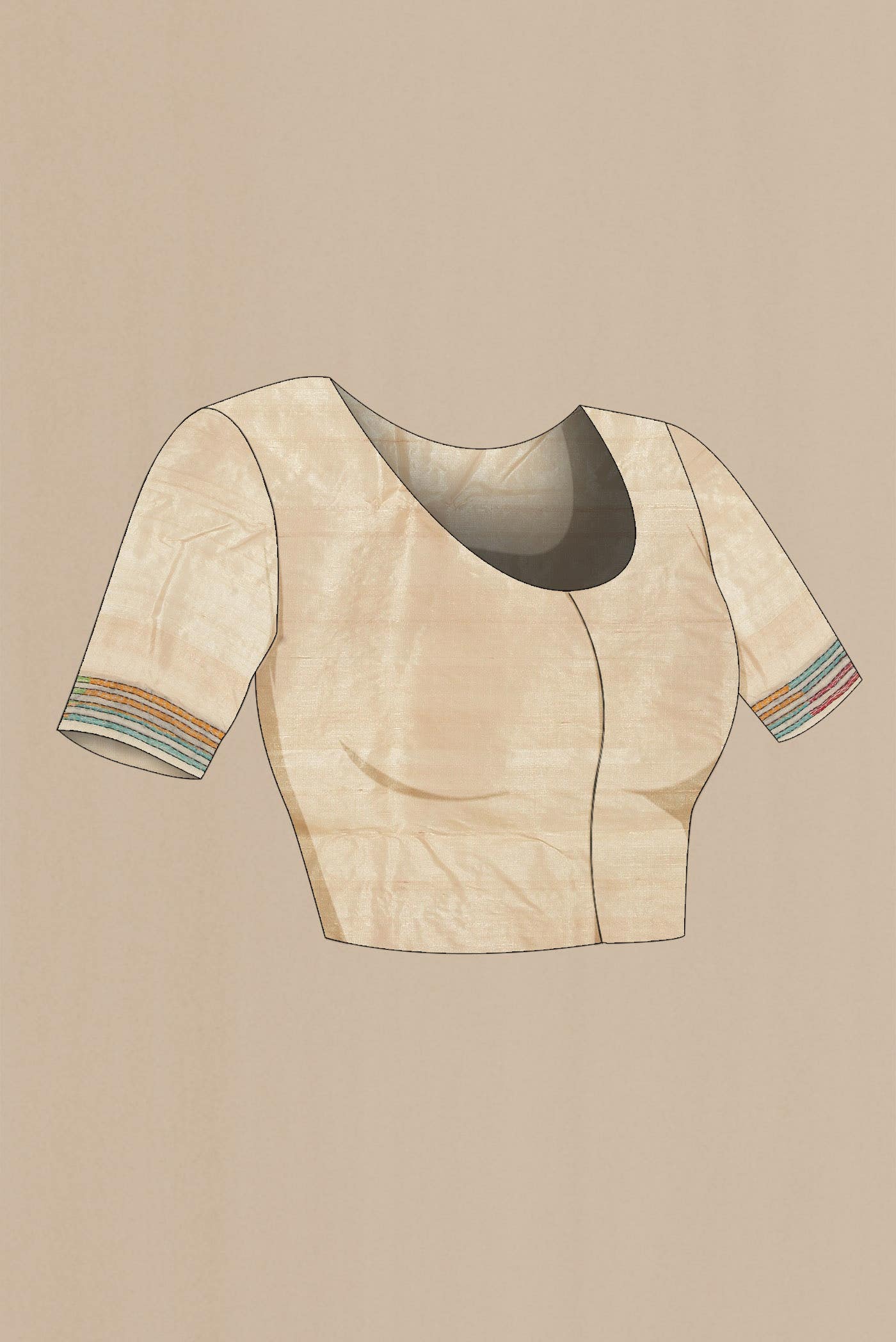 Cream Tussar Silk Saree