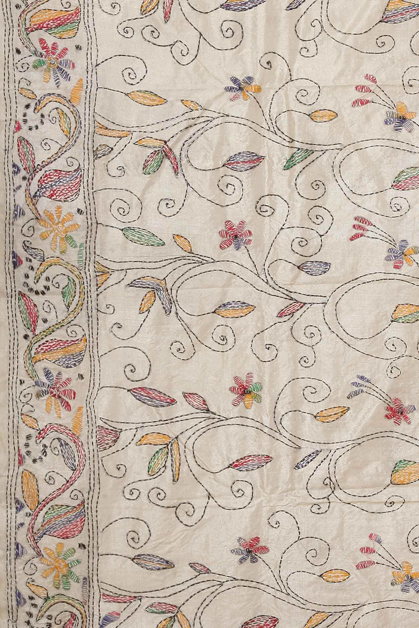 Off White Tussar Silk Saree