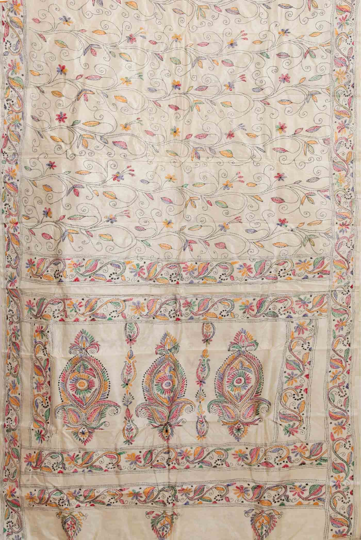 Off White Tussar Silk Saree