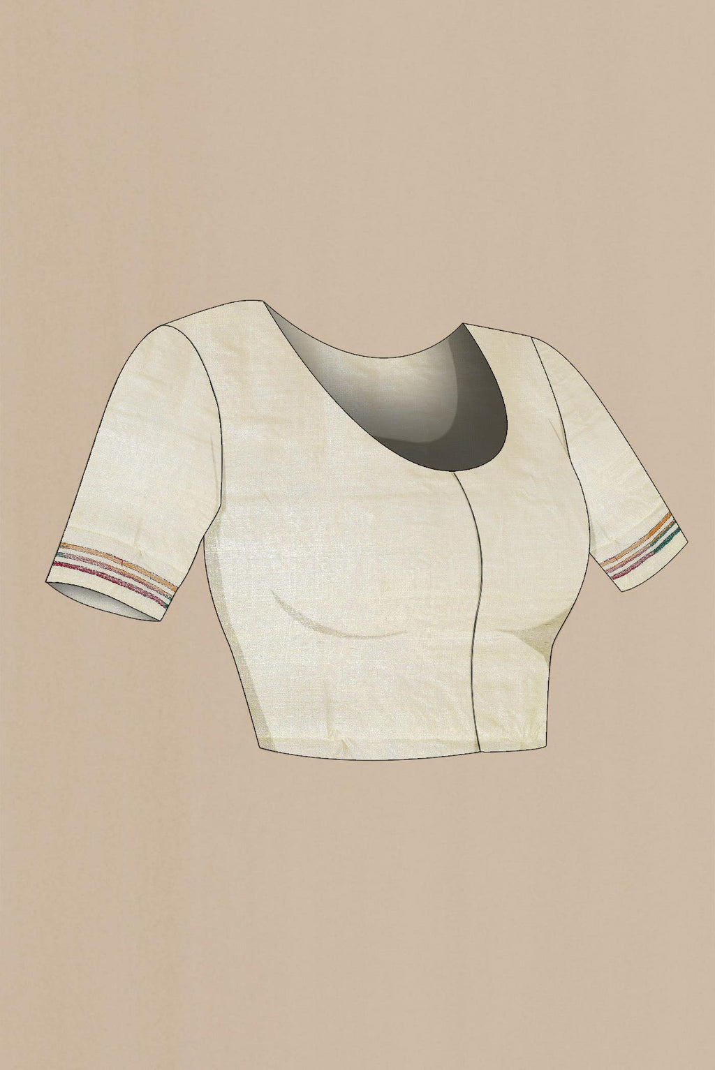 Cream Tussar Silk Saree