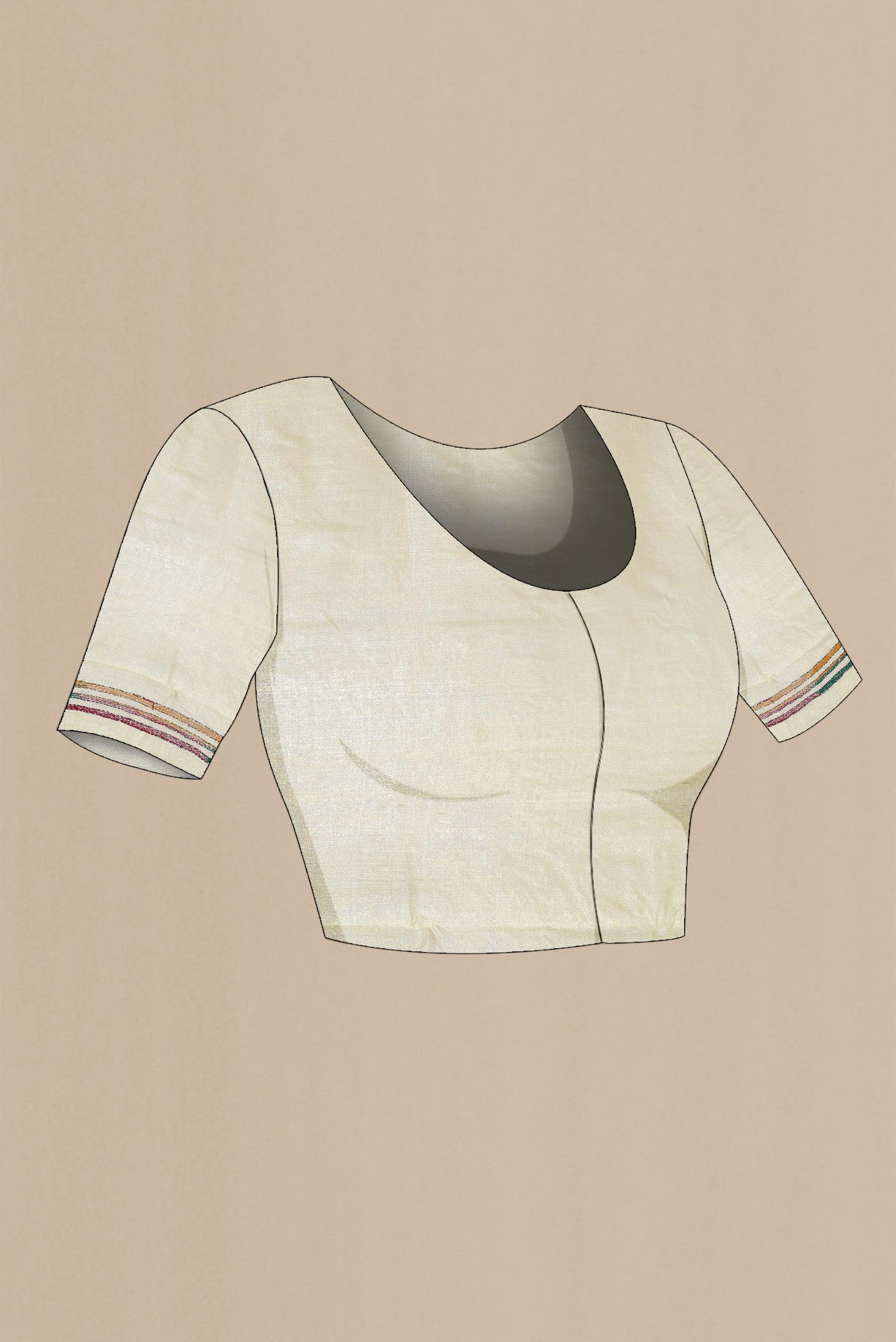 Cream Tussar Silk Saree