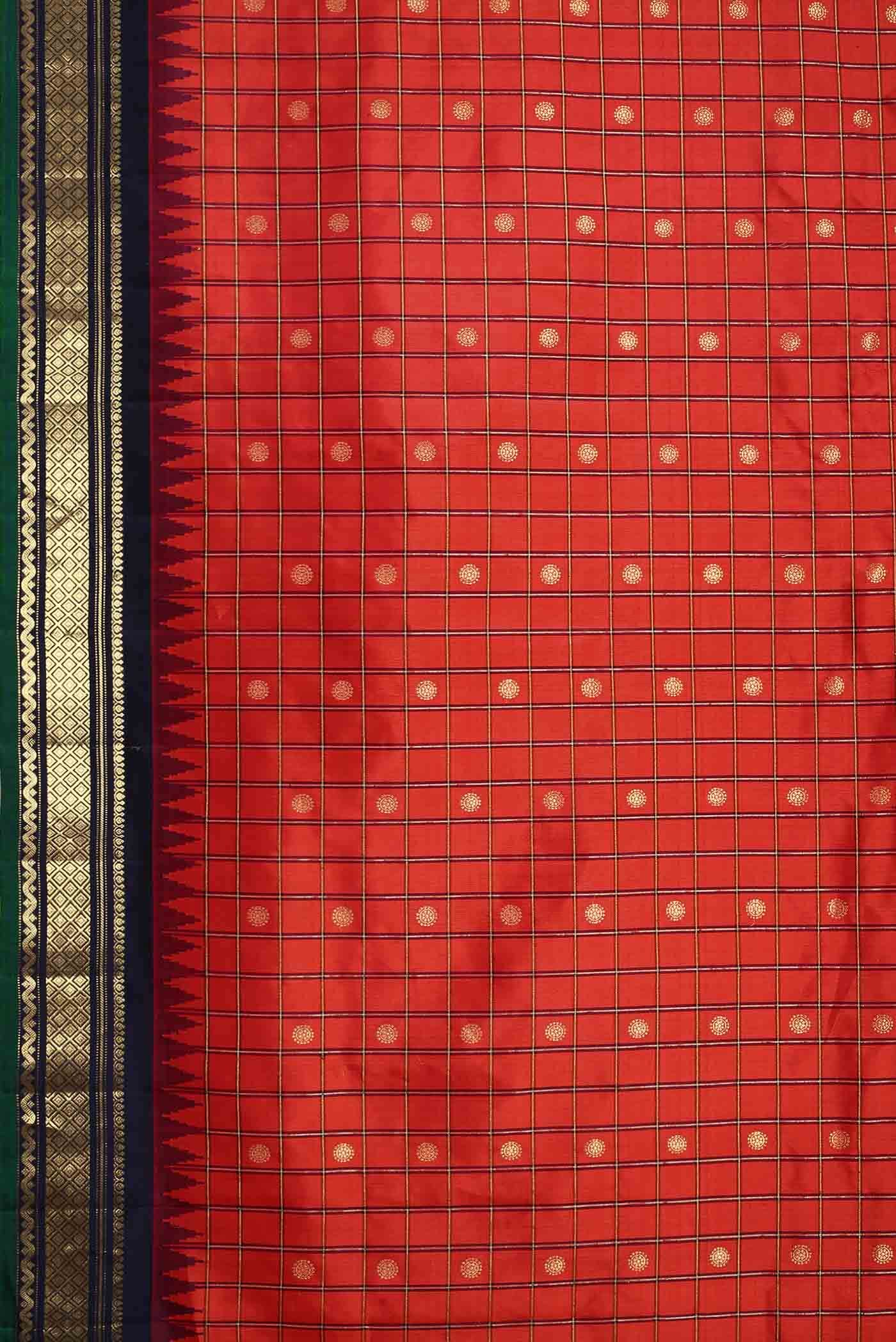 Red Gadwal Silk Saree