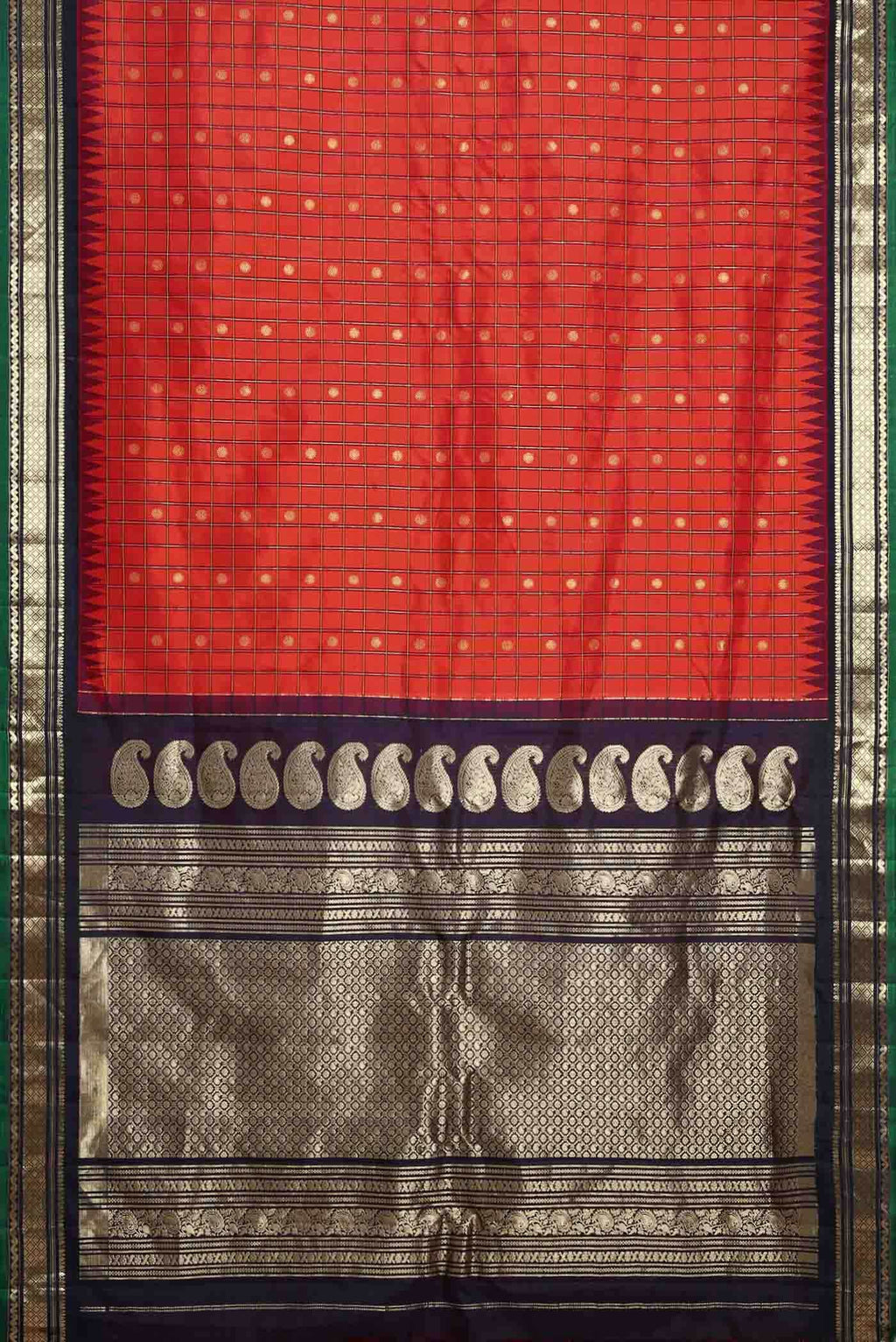 Red Gadwal Silk Saree