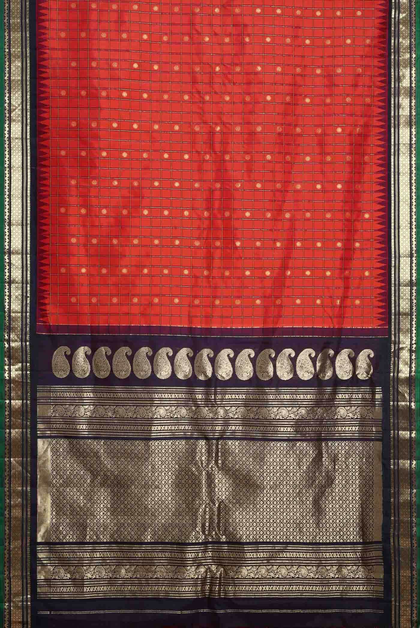Red Gadwal Silk Saree
