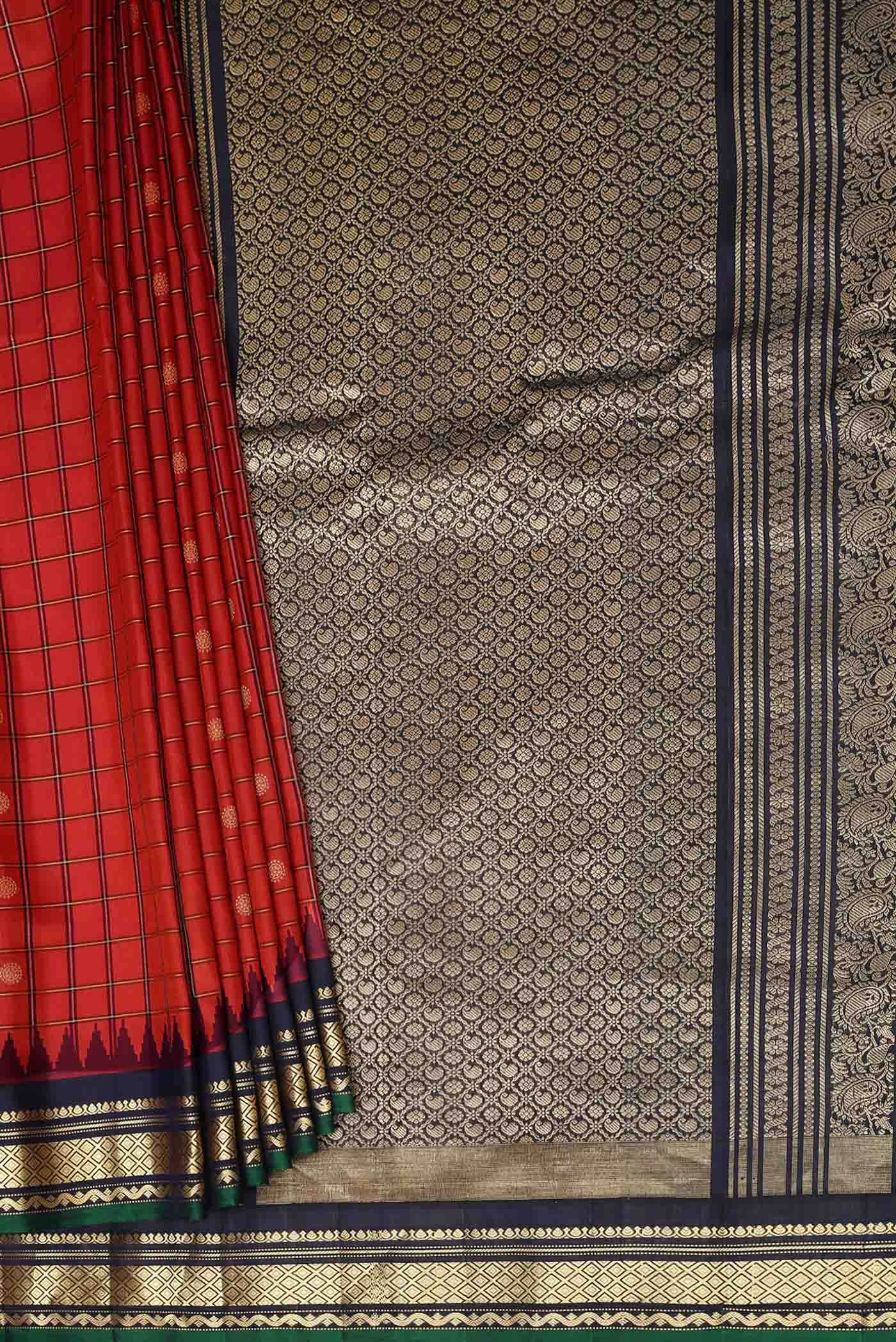 Red Gadwal Silk Saree