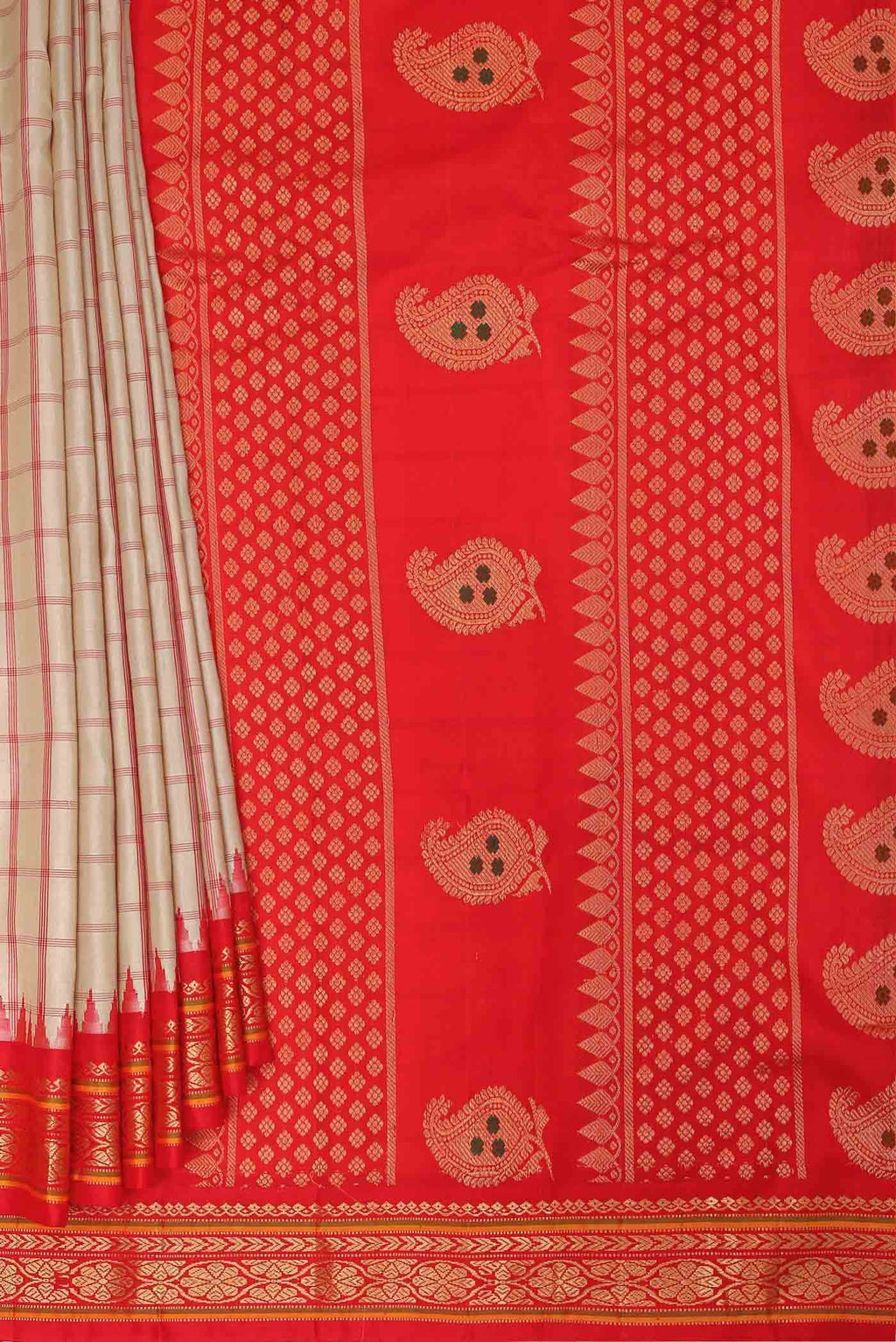 Beige Gadwal Silk Saree