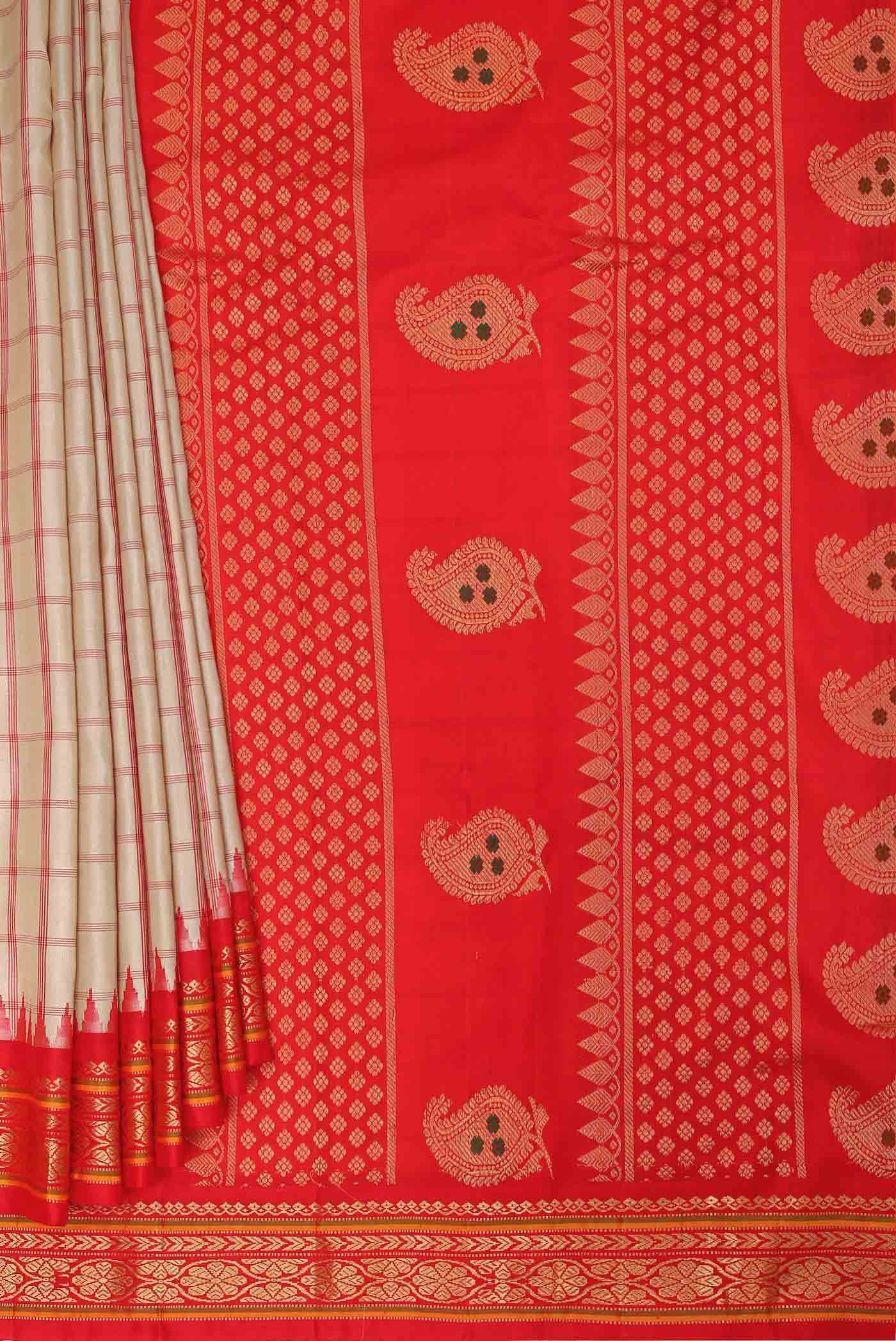 Beige Gadwal Silk Saree