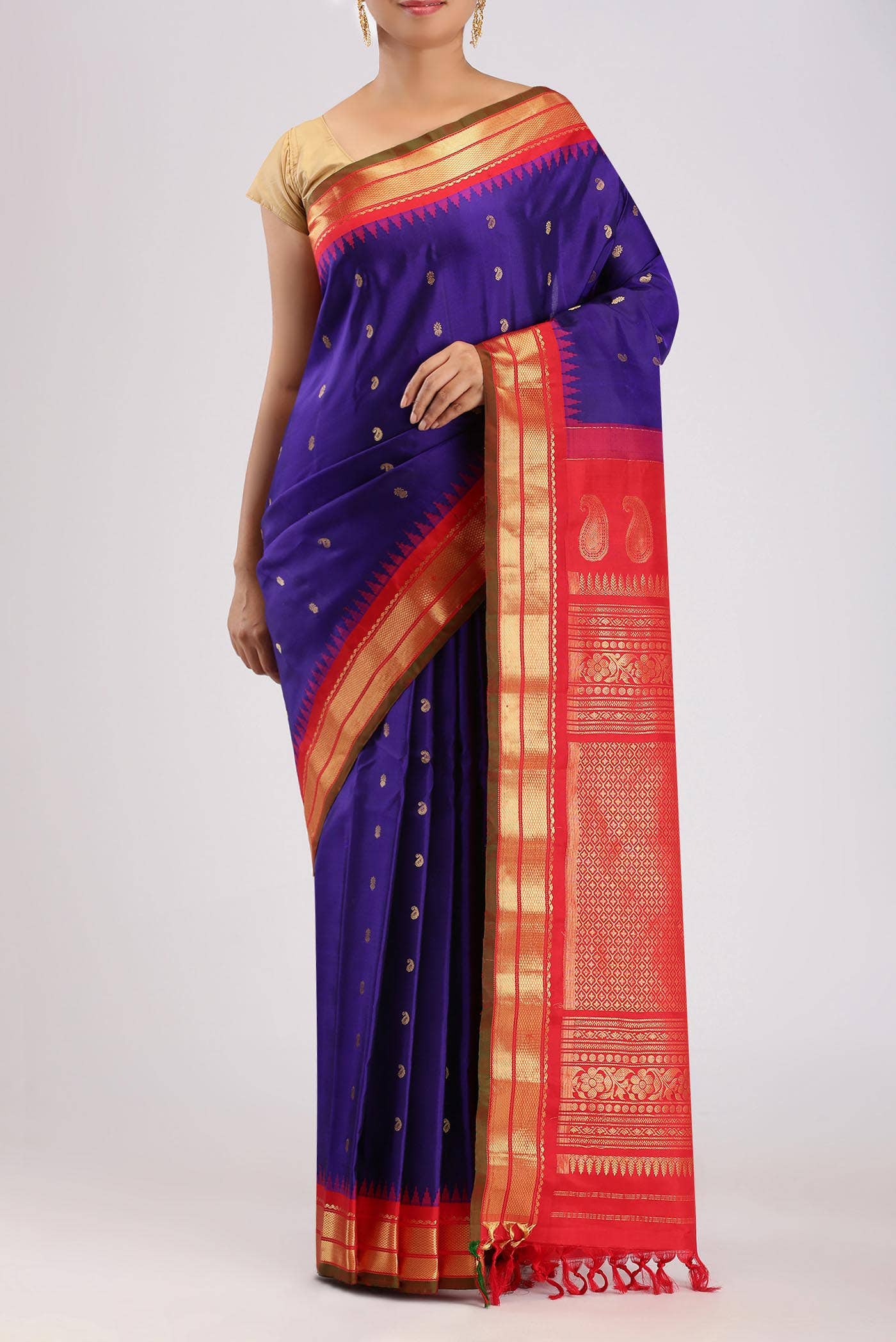 Blue Gadwal Silk Saree