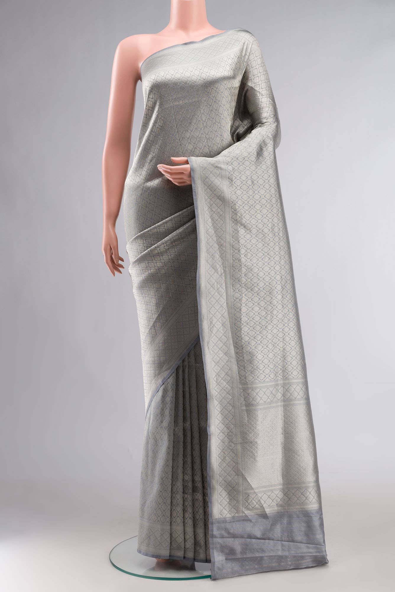 Grey Banarasi Silk Saree
