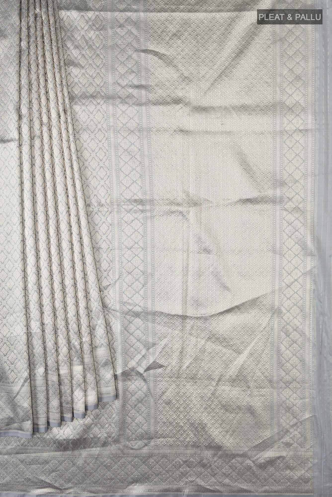 Grey Banarasi Silk Saree