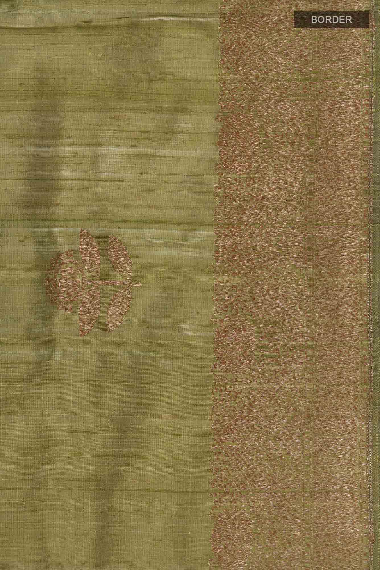 Mehandi Green Banarasi Tussar Silk Saree