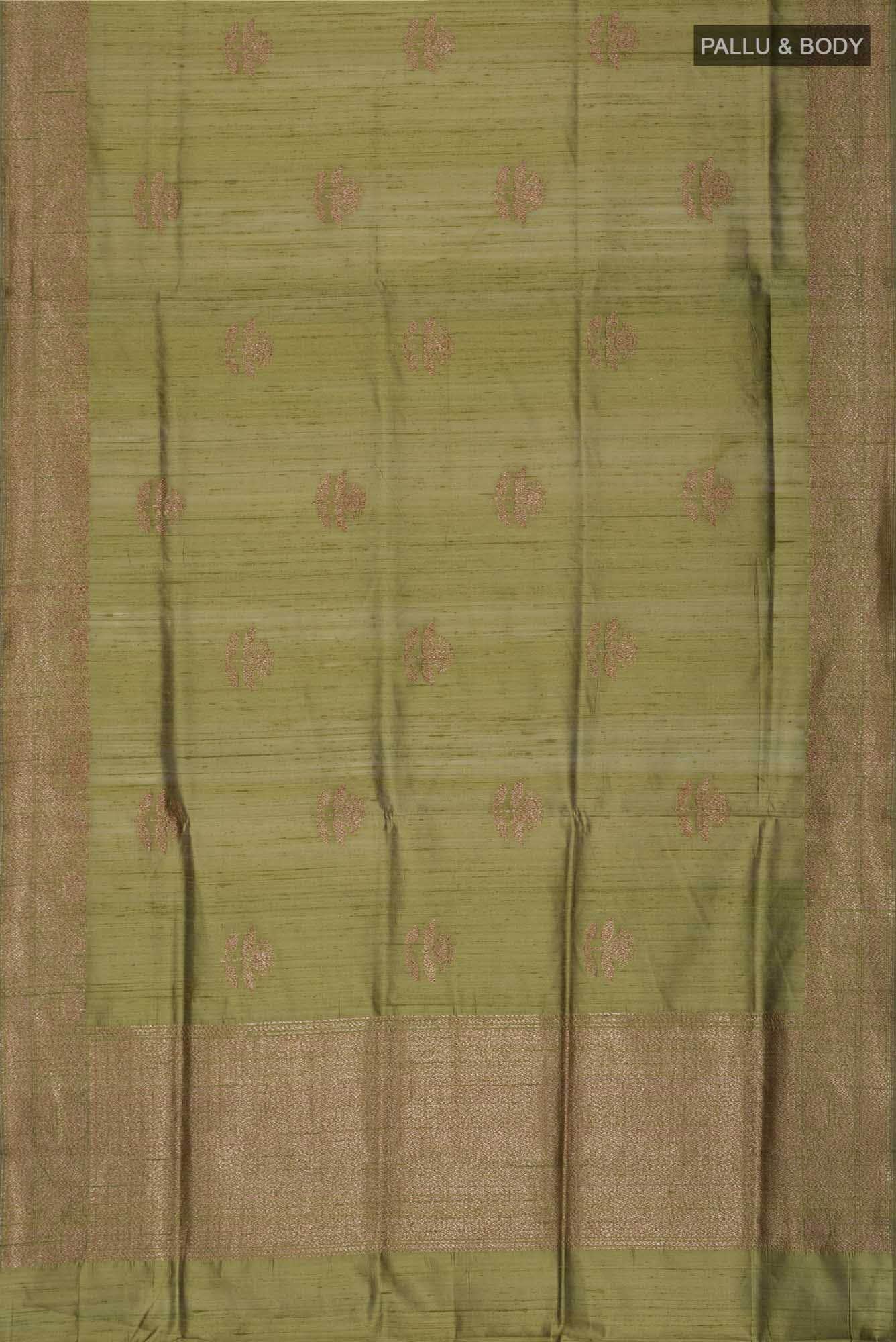 Mehandi Green Banarasi Tussar Silk Saree