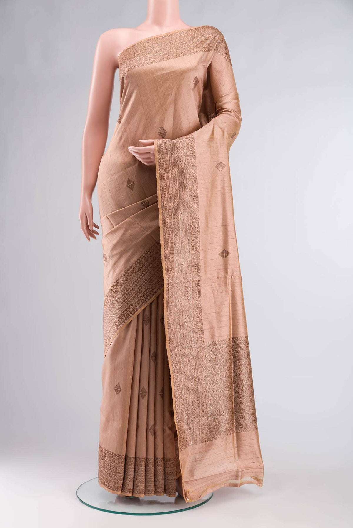 Rose Gold Banarasi Tussar Silk Saree