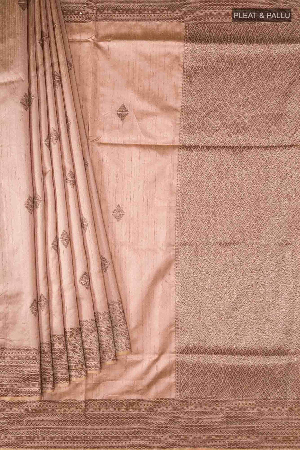 Rose Gold Banarasi Tussar Silk Saree