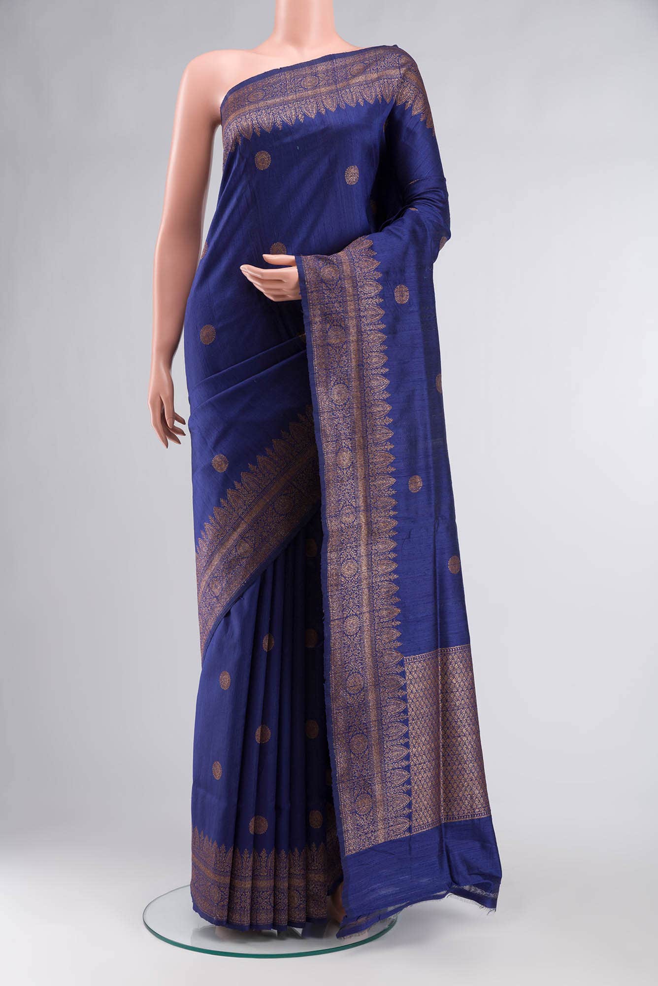 Blue Banarasi Tussar Silk Saree