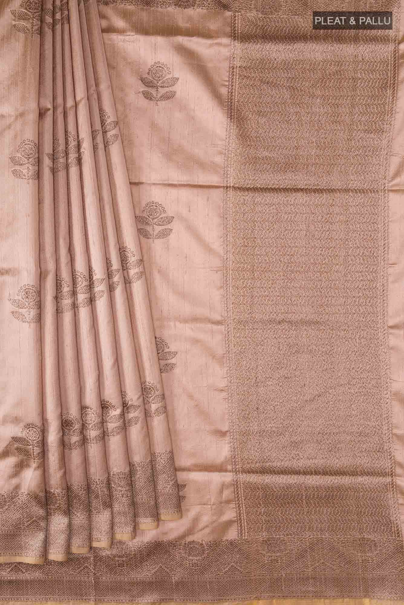 Brown Banarasi Tussar Silk Saree