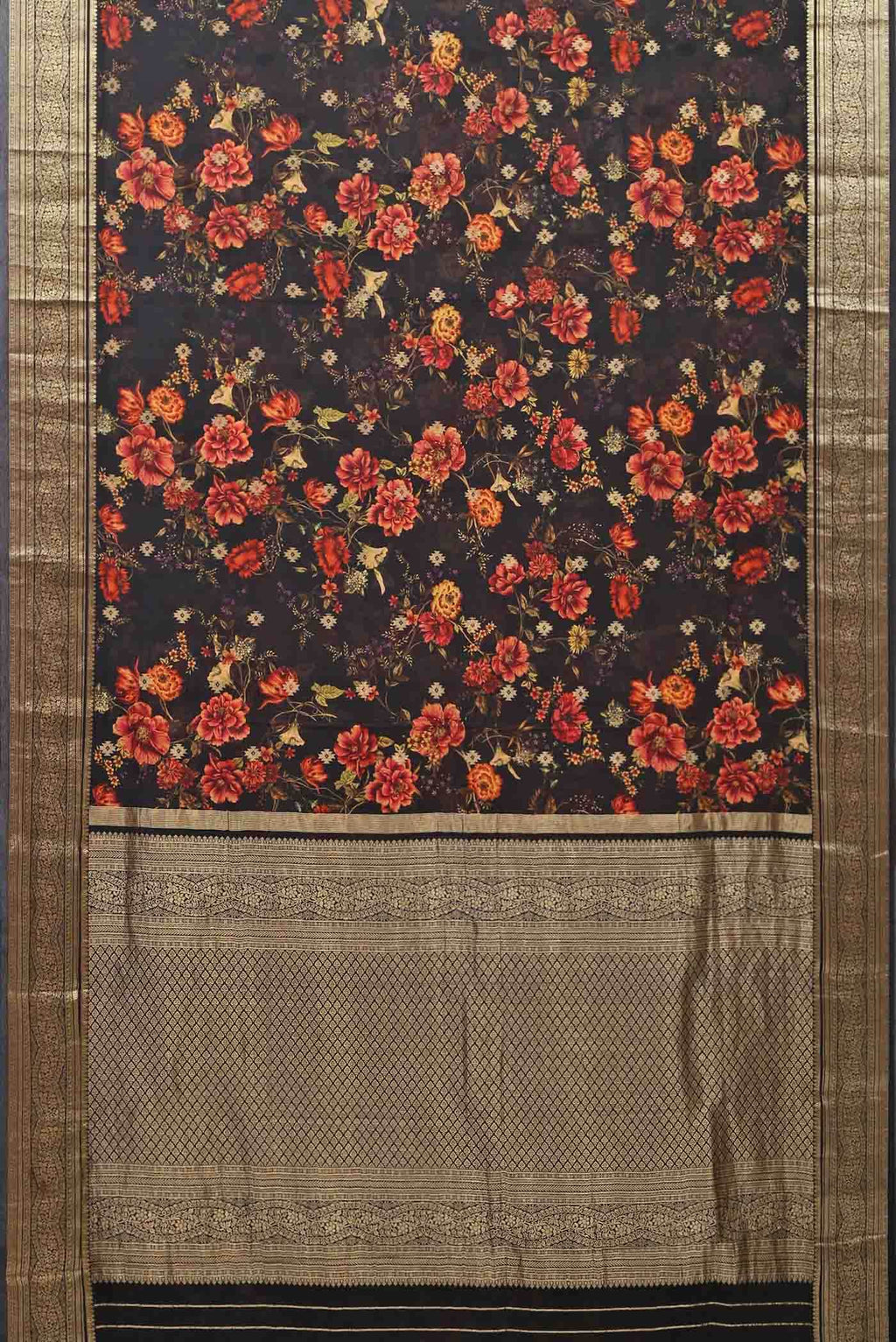 Black Mysore Crepe Saree