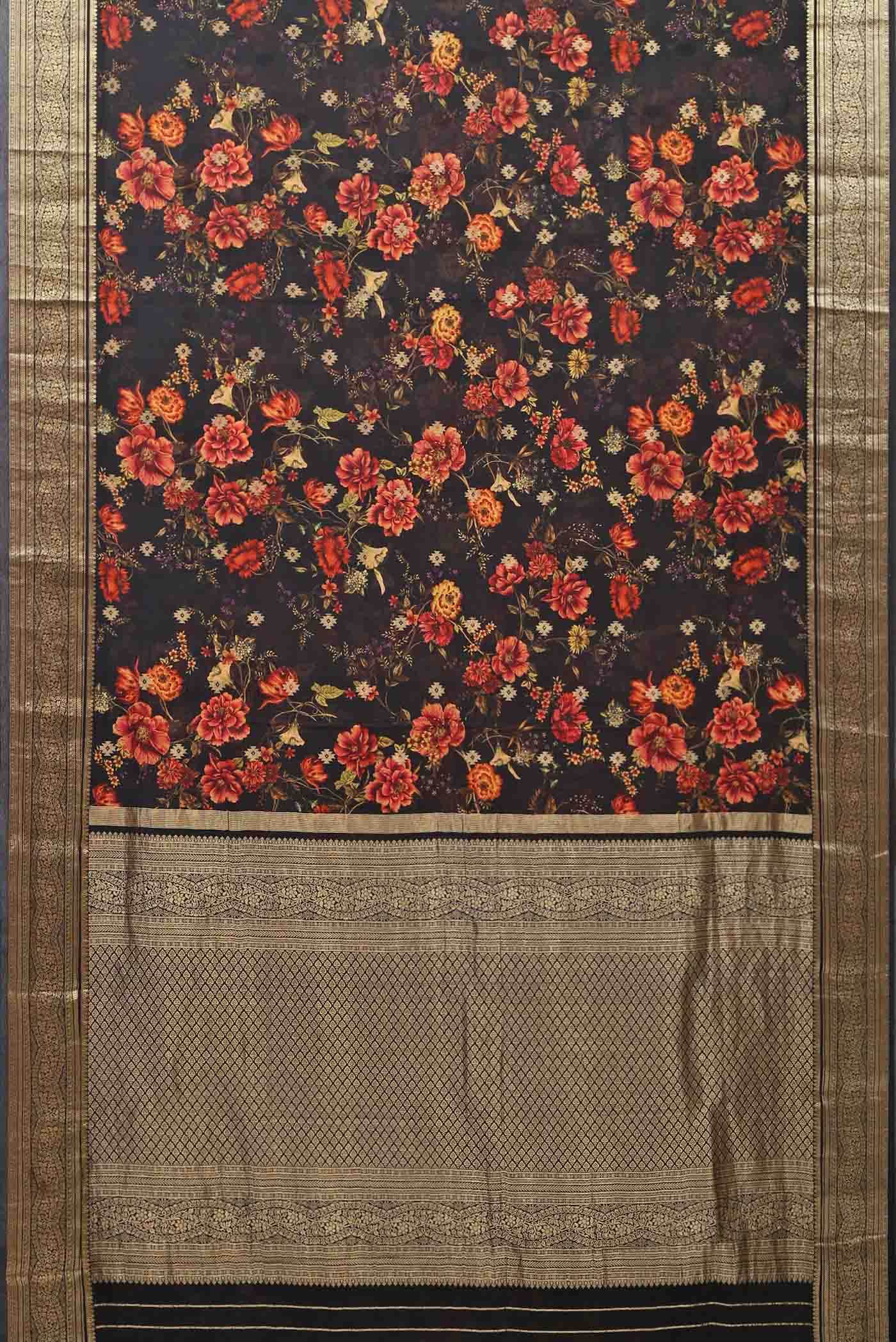 Black Mysore Crepe Saree