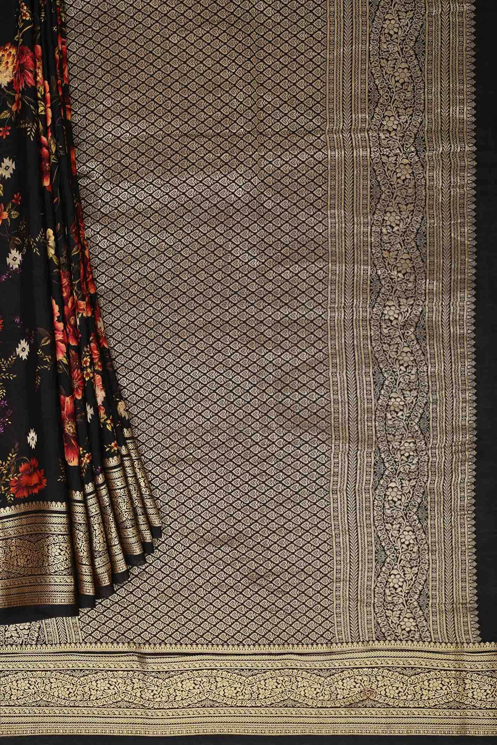 Black Mysore Crepe Saree