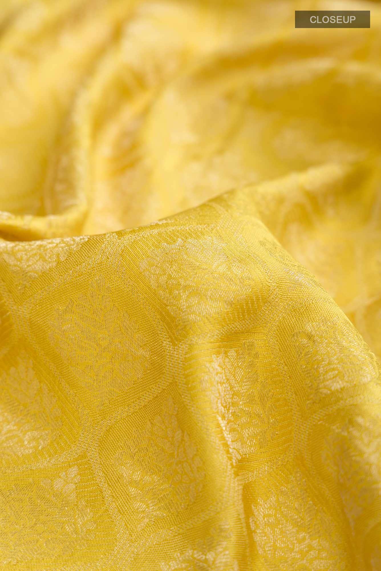 Yellow Mysore Crepe Saree