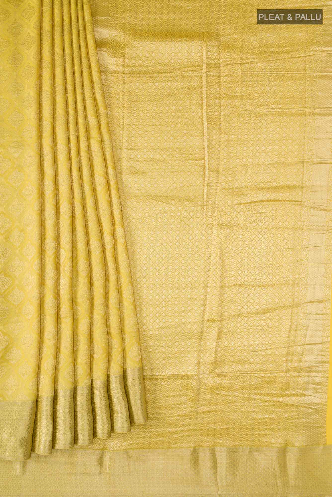 Yellow Mysore Crepe Saree