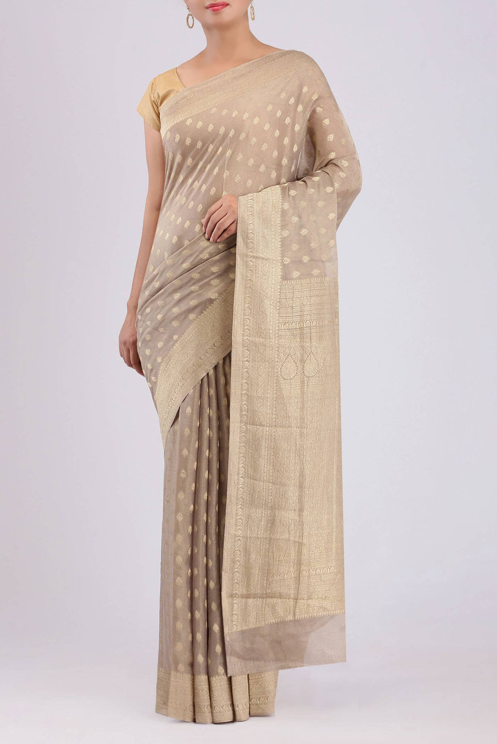 Beige Mysore Georgette Saree