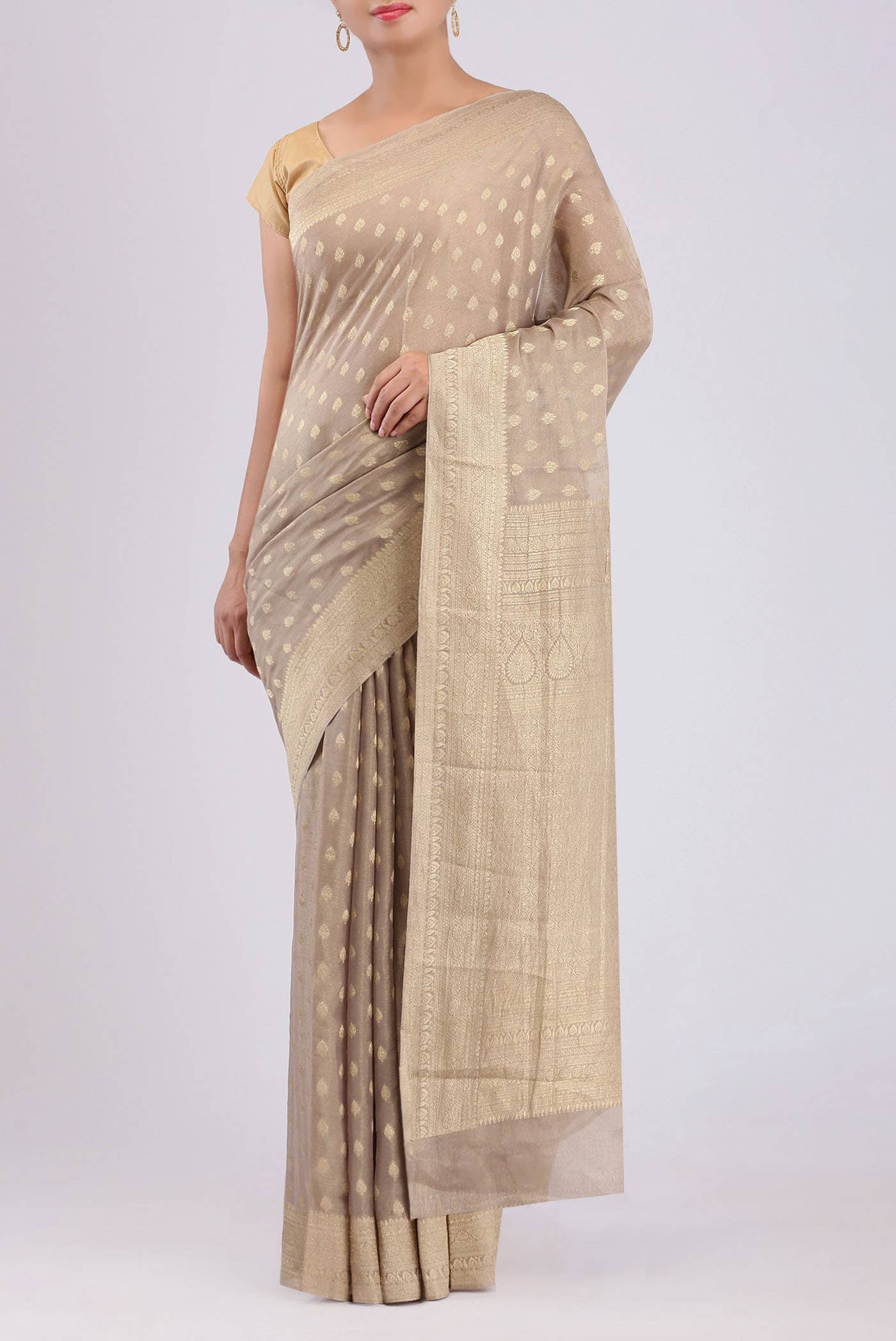 Beige Mysore Georgette Saree