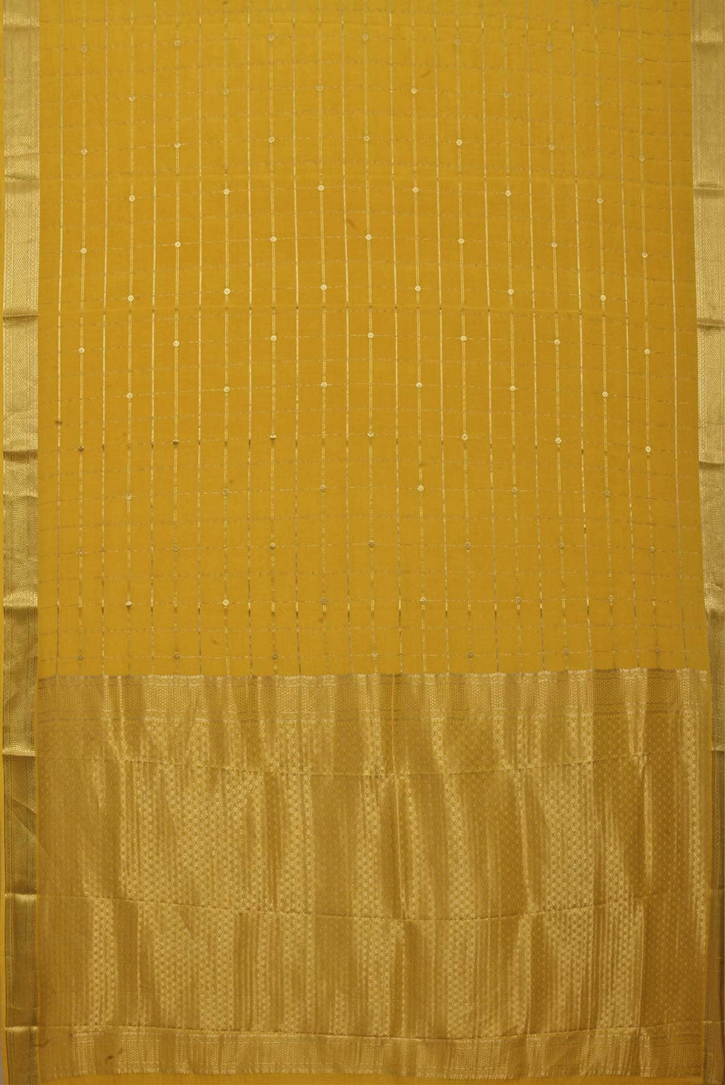 Yellow Mysore Crepe Saree