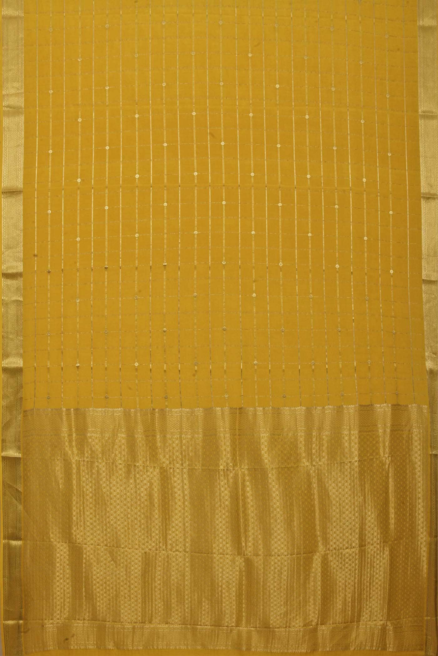 Yellow Mysore Crepe Saree