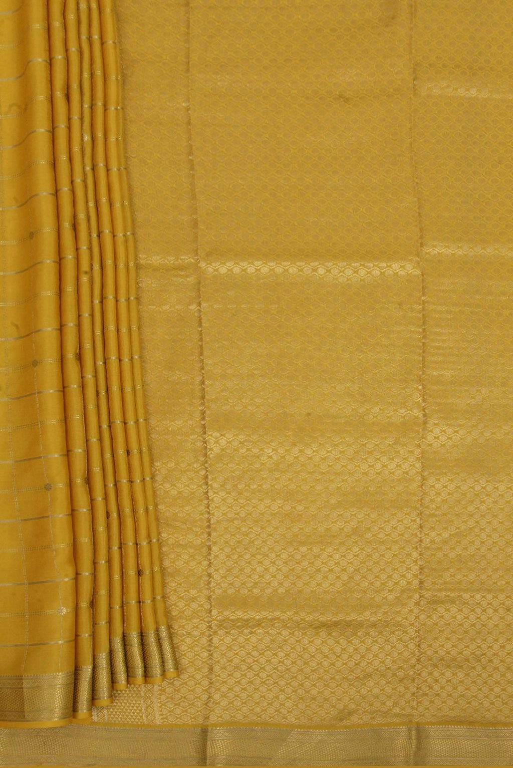 Yellow Mysore Crepe Saree