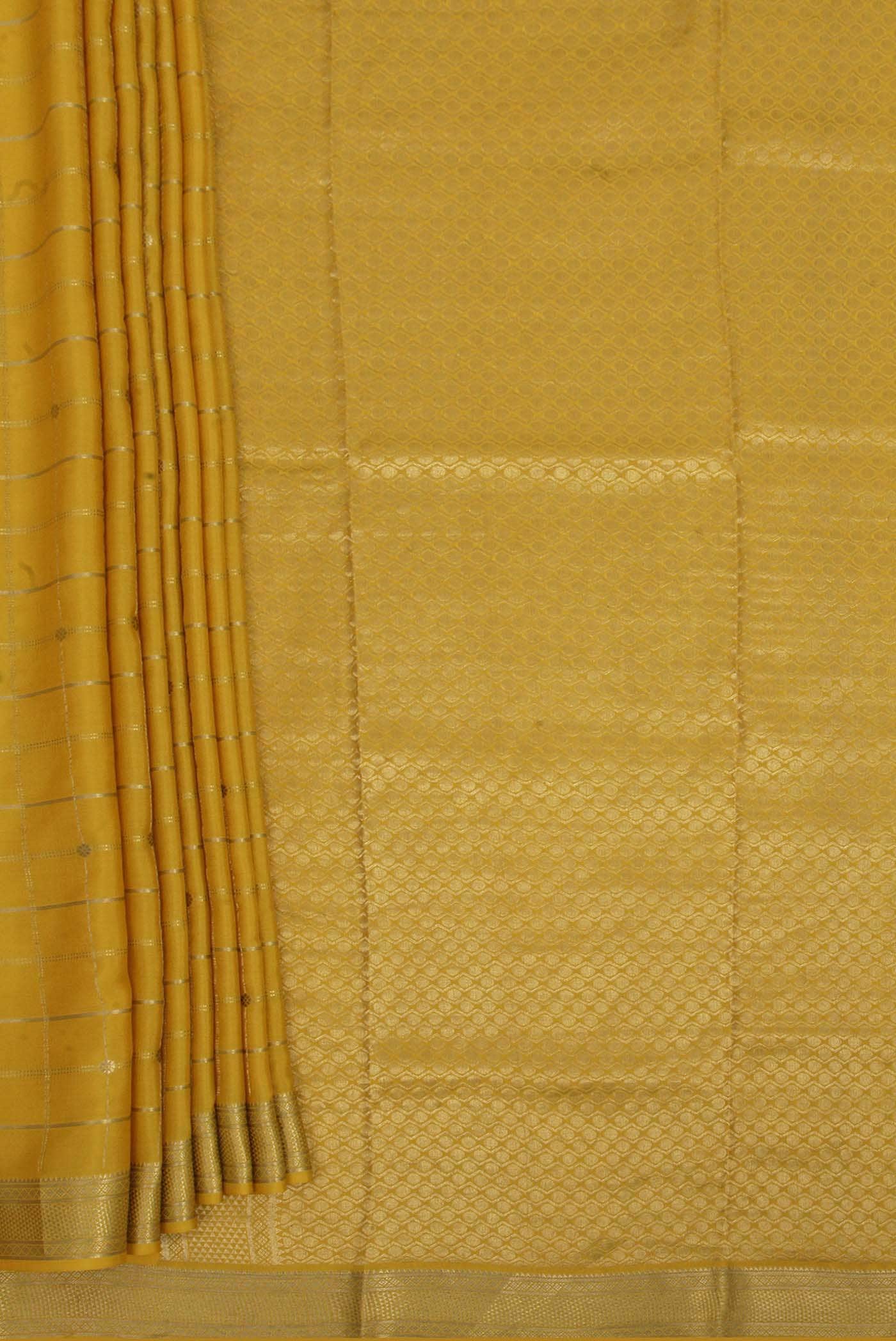 Yellow Mysore Crepe Saree