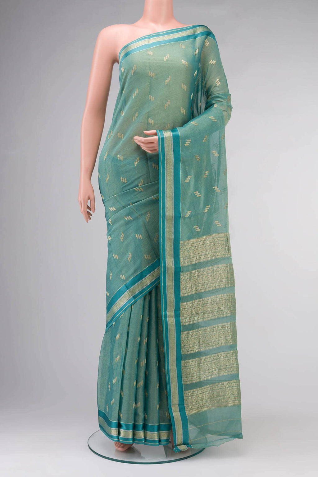 Light Blue Mysore Crepe Saree