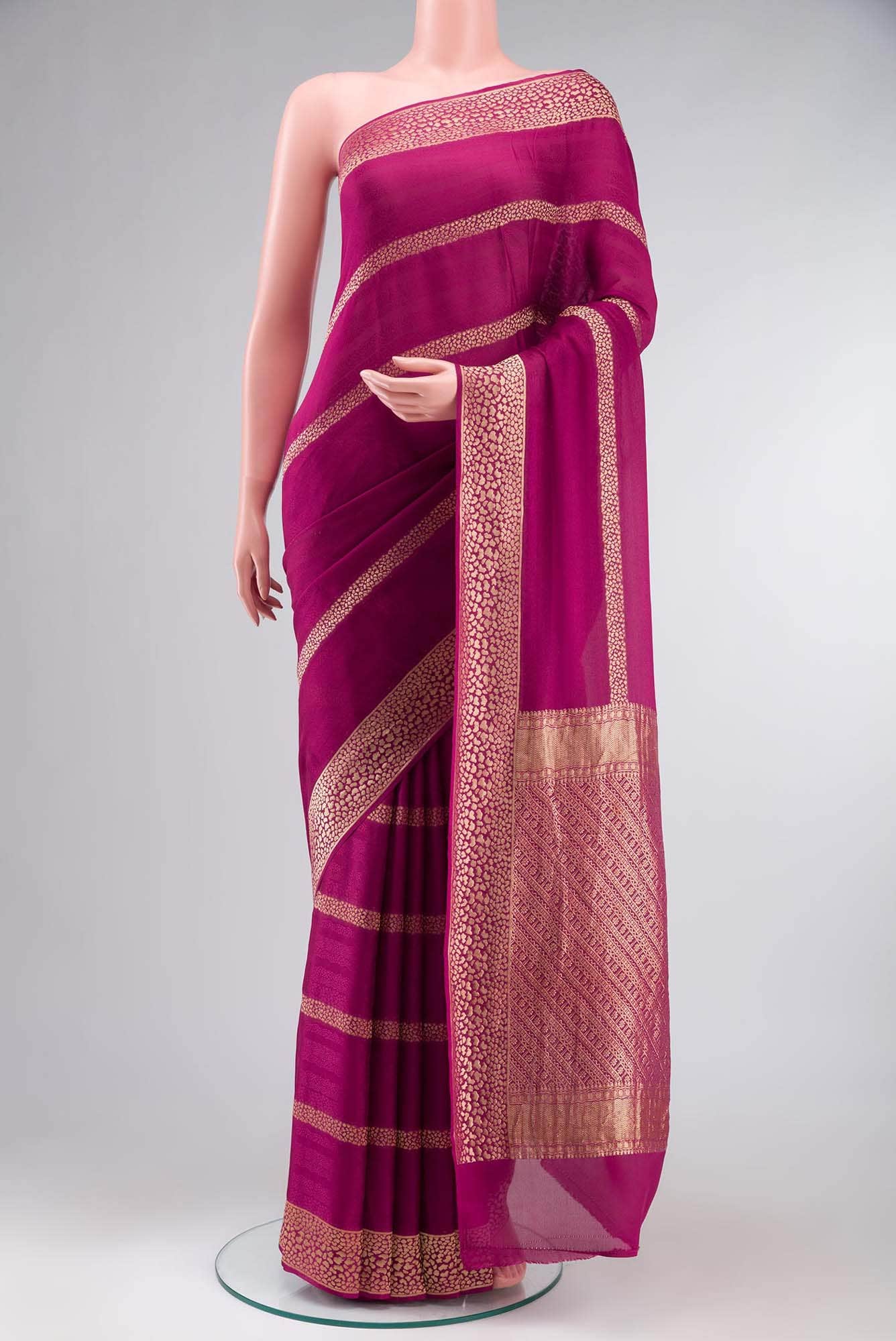 Magenta Mysore Crepe Saree