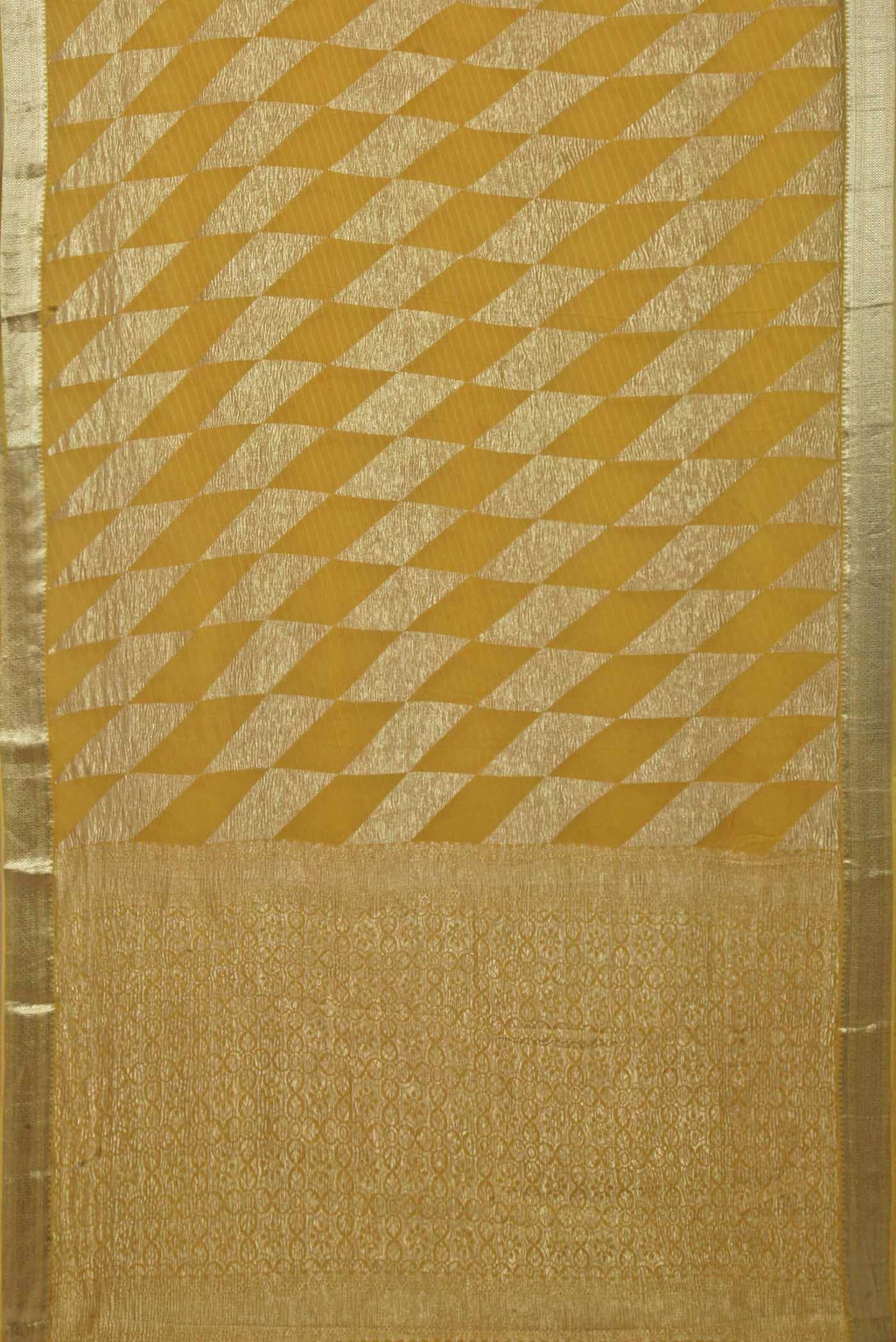 Yellow Mysore Crepe Saree