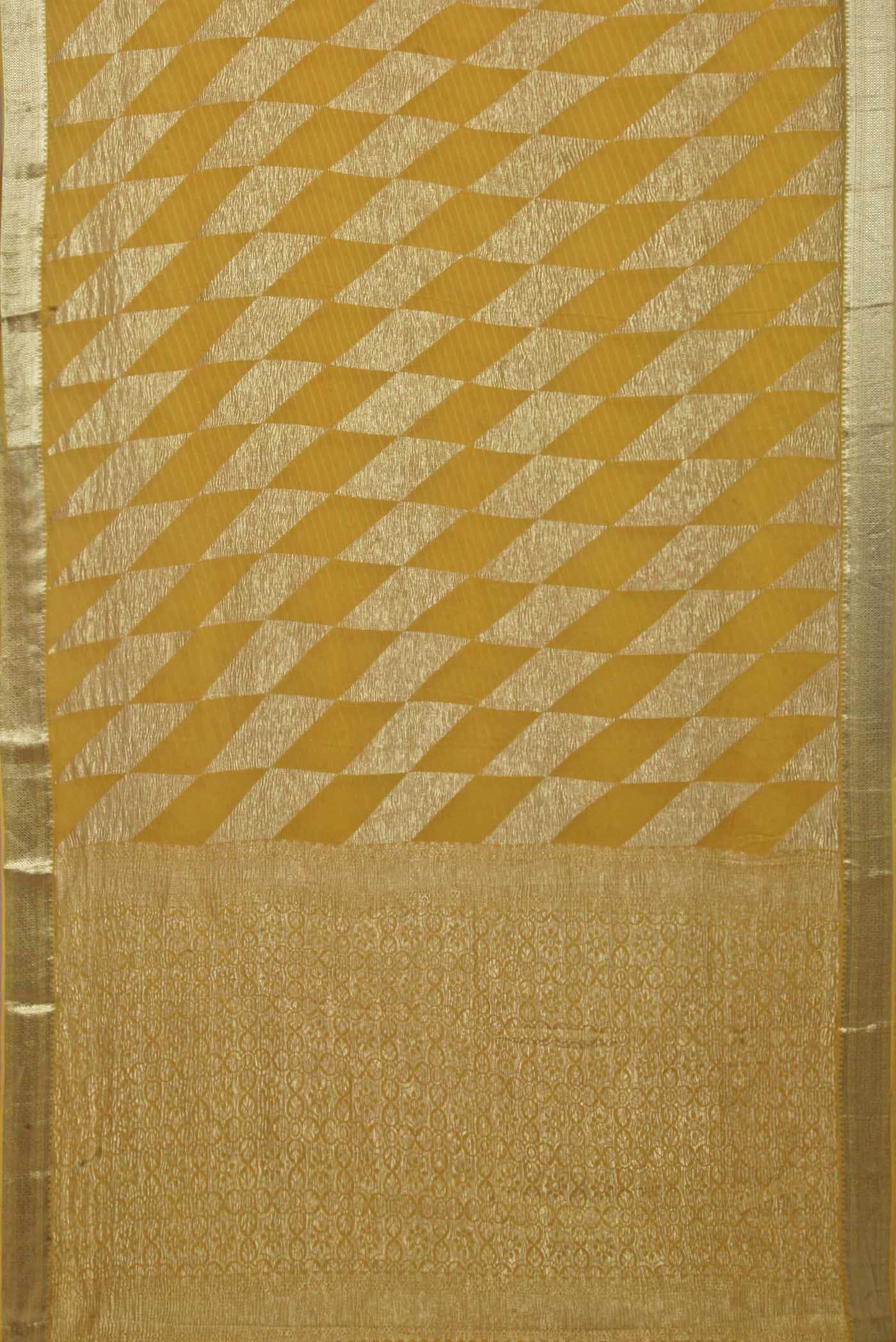 Yellow Mysore Crepe Saree