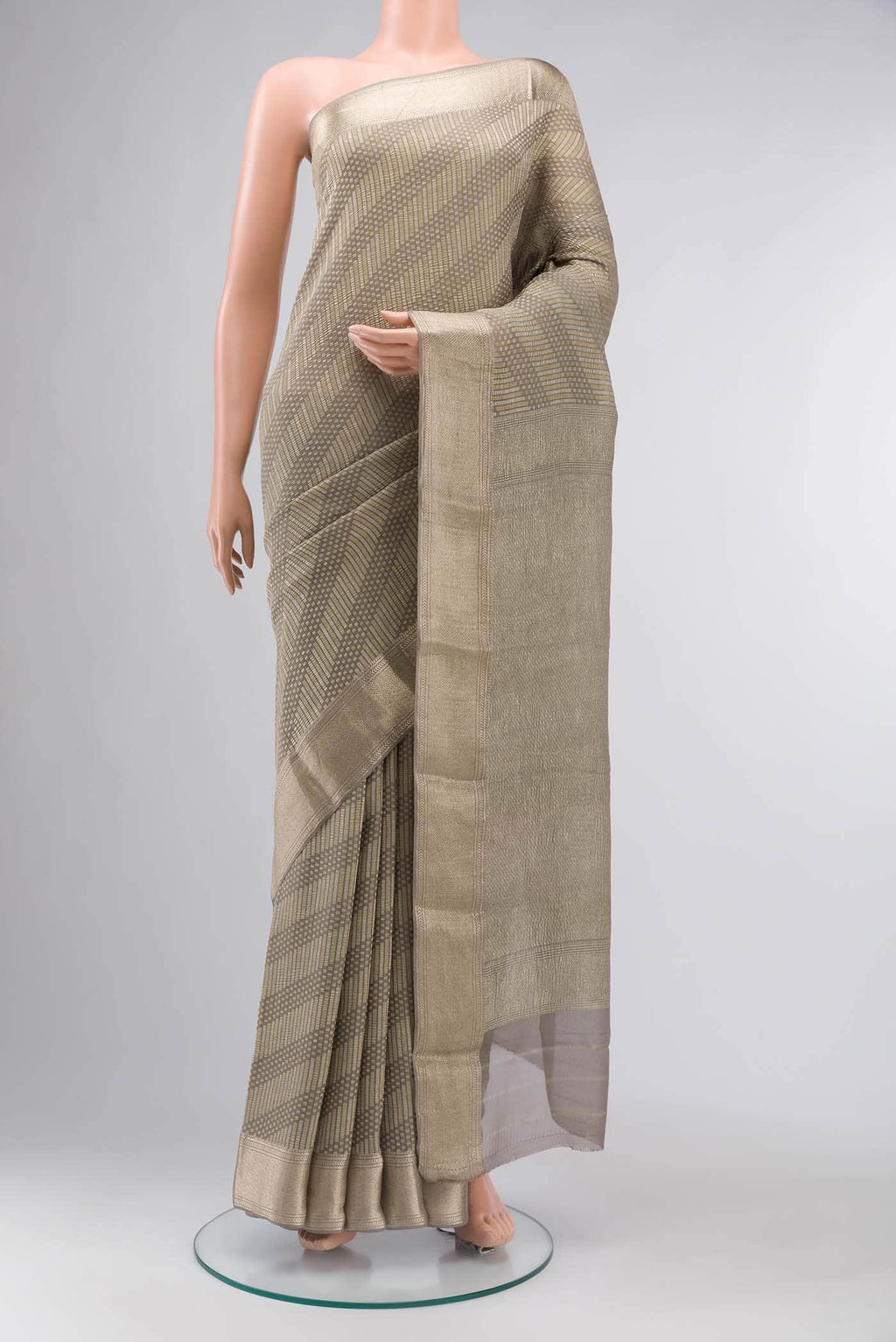 Grey Mysore Georgette Saree