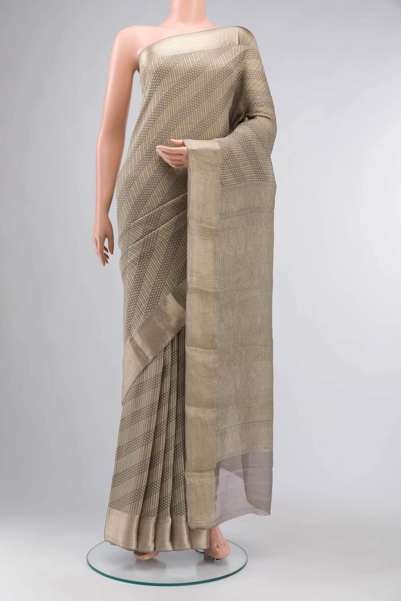 Grey Mysore Georgette Saree