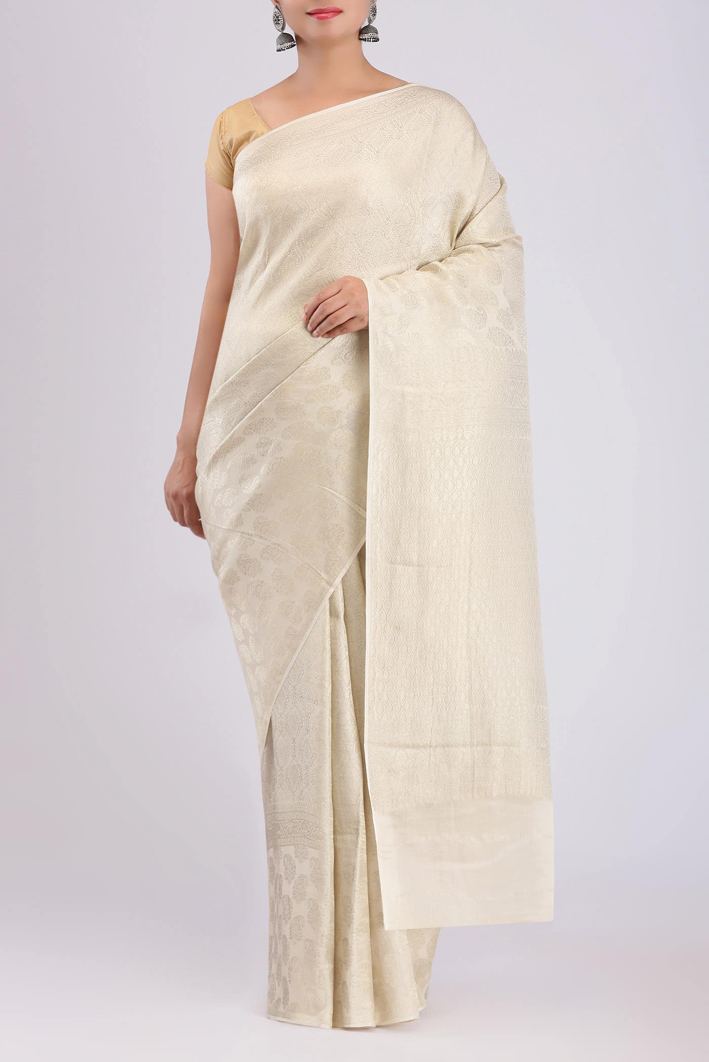 Cream Mysore Georgette Saree