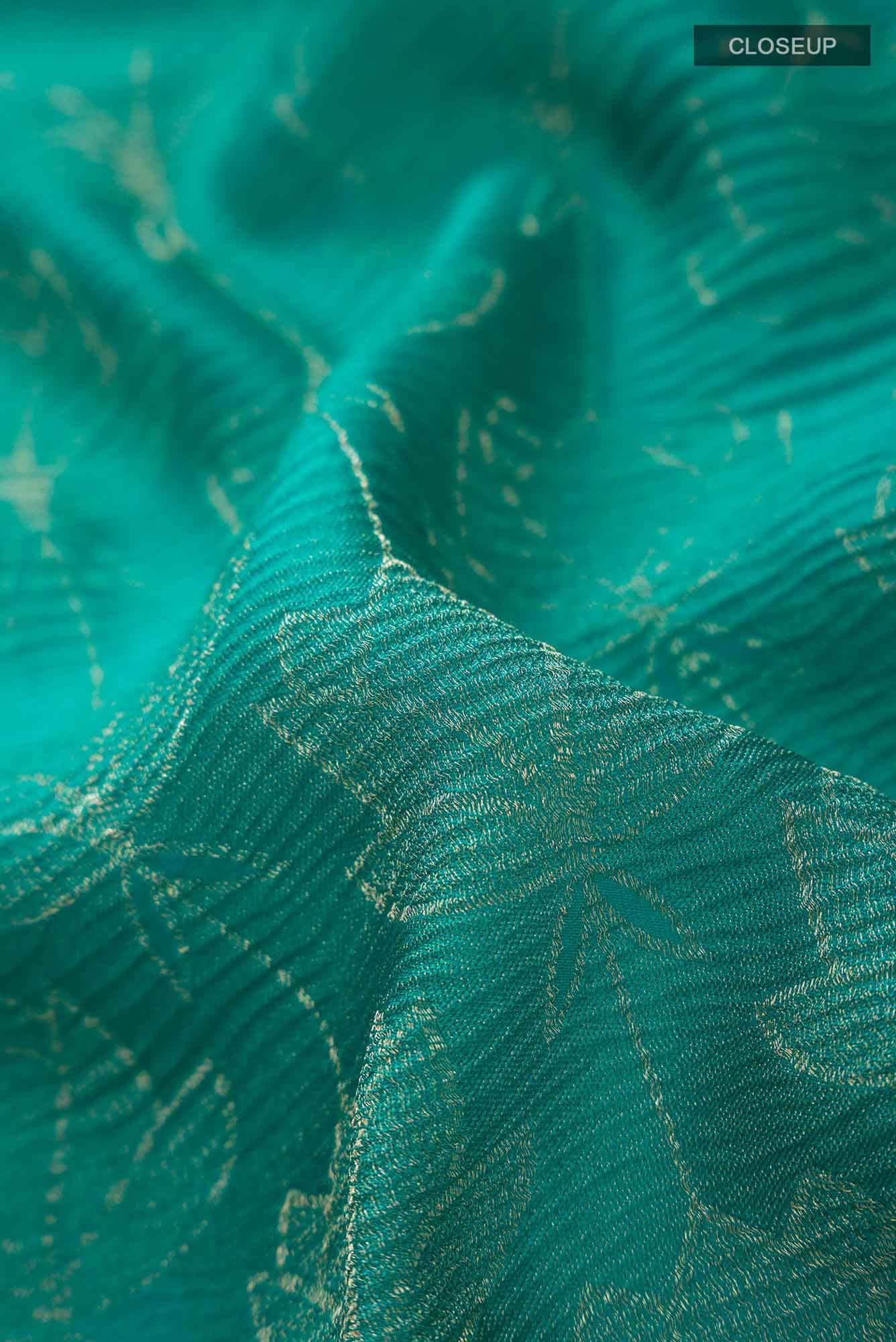 Teal Mysore Crepe Saree