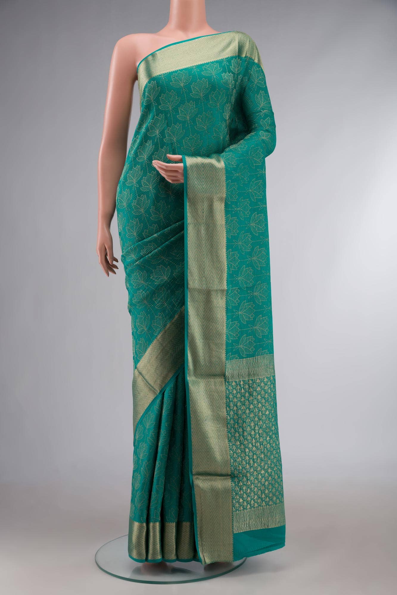 Teal Mysore Crepe Saree