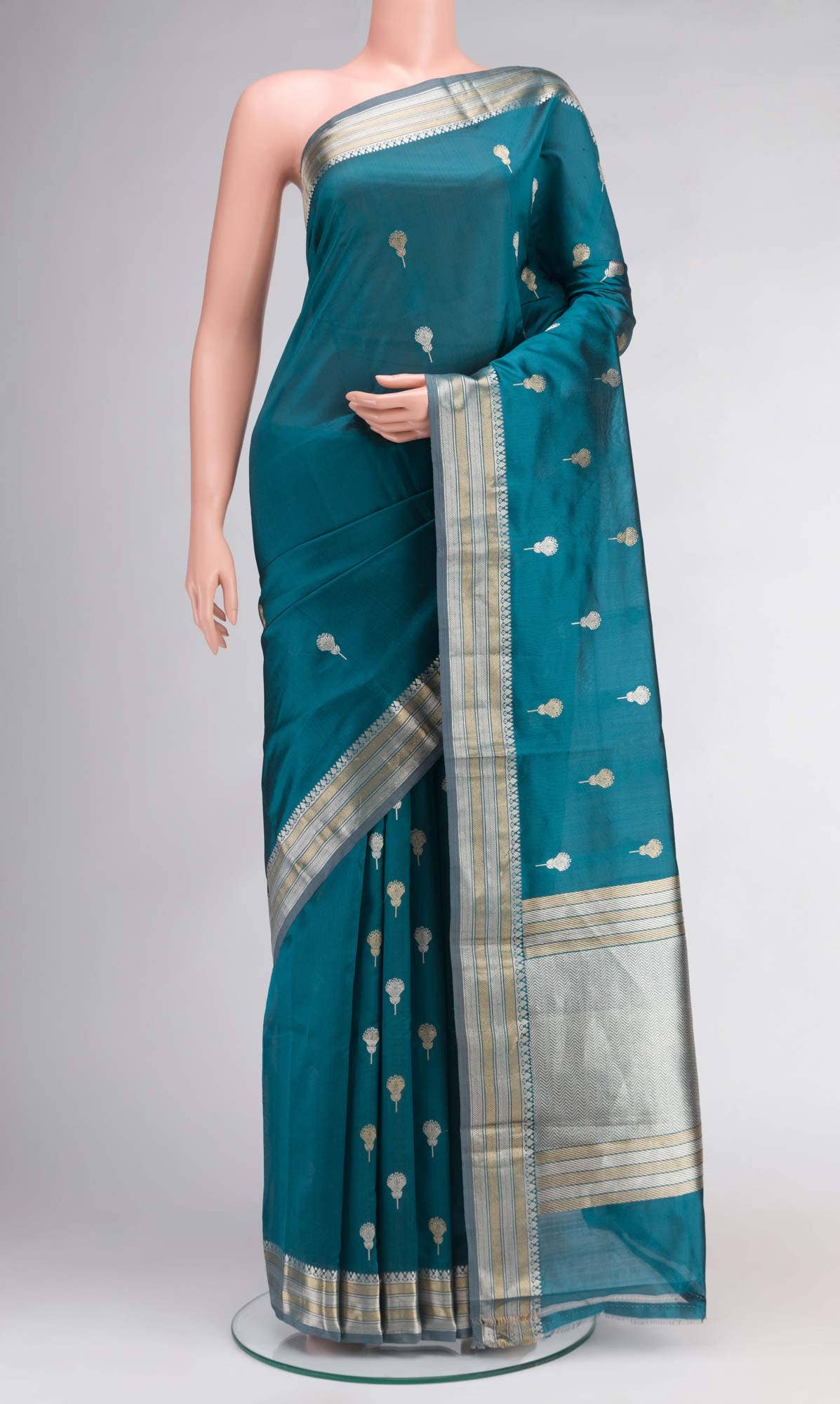 Blue Banarasi Katan Silk Saree