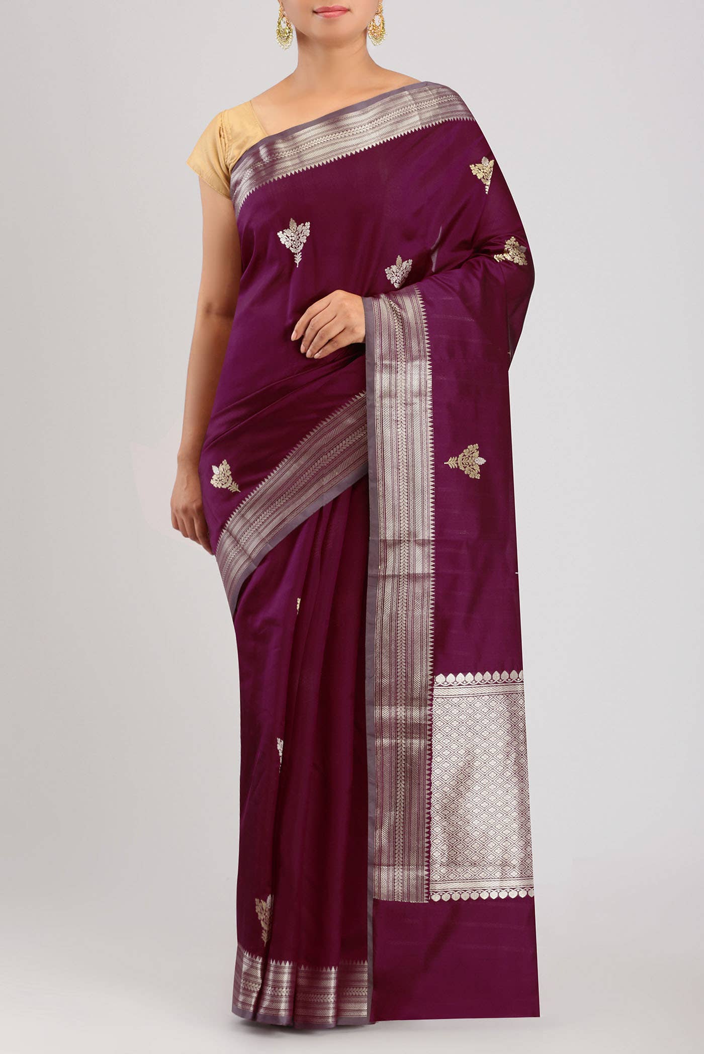 Purple Banarasi Katan Silk Saree