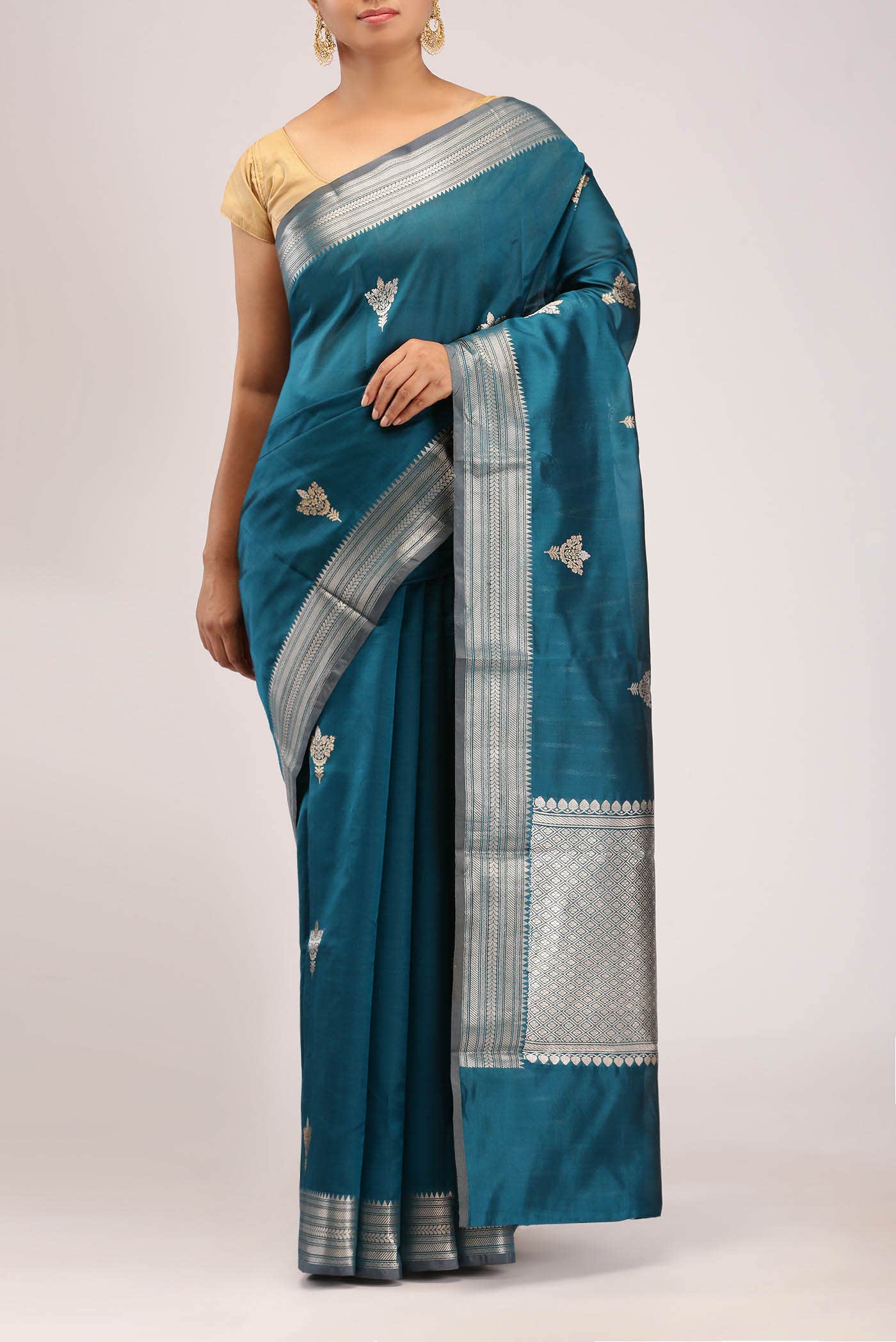 Blue Banarasi Katan Silk Saree